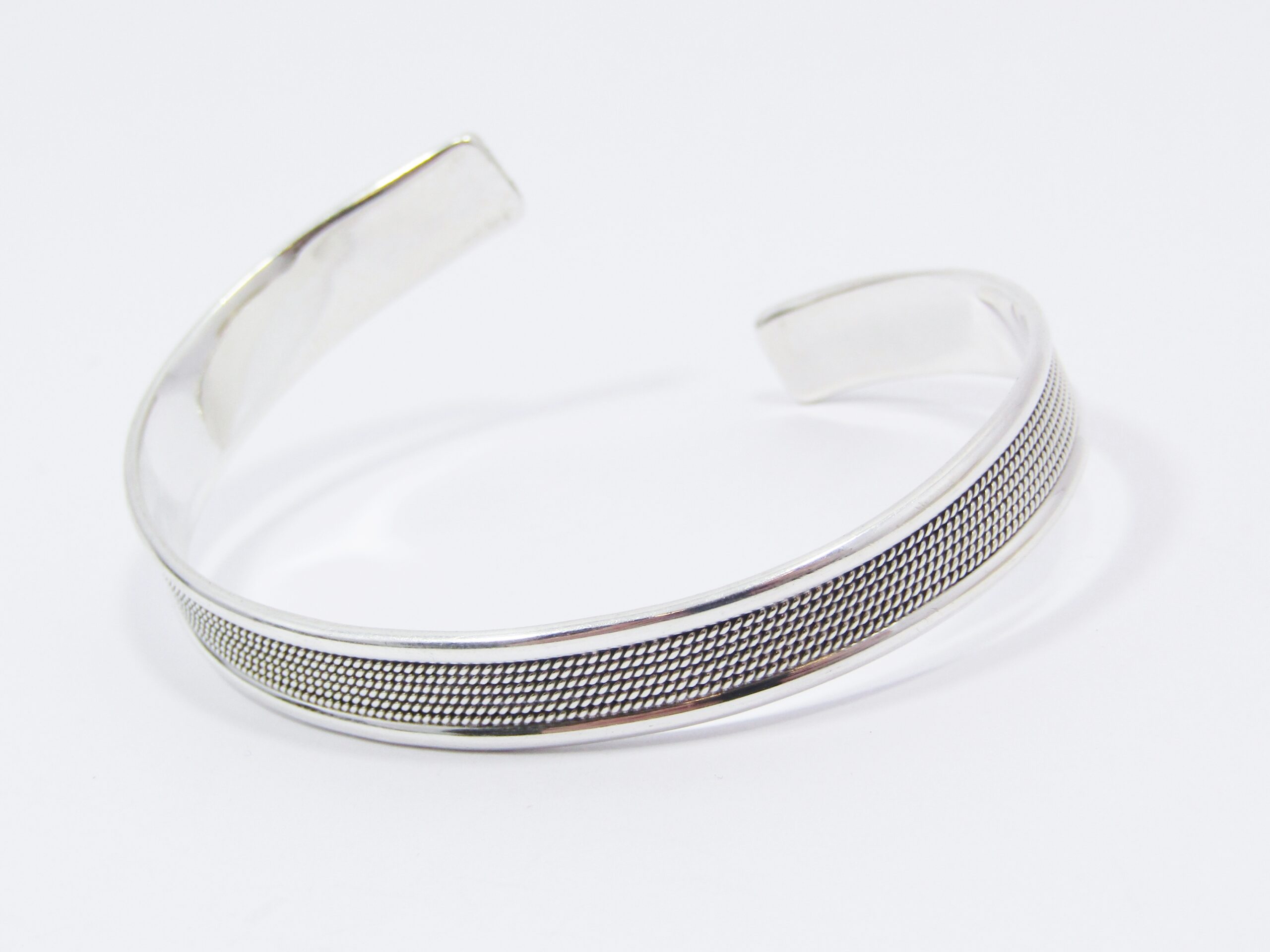 A Lovely Mesh Design Cuff Bangle in Sterling Silver.