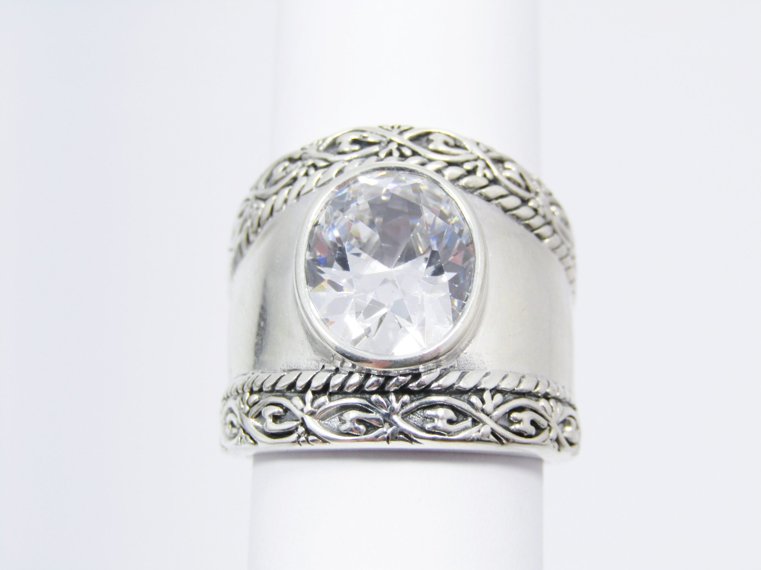 A Gorgeous Chunky Clear Zirconia Ring in Sterling Silver.