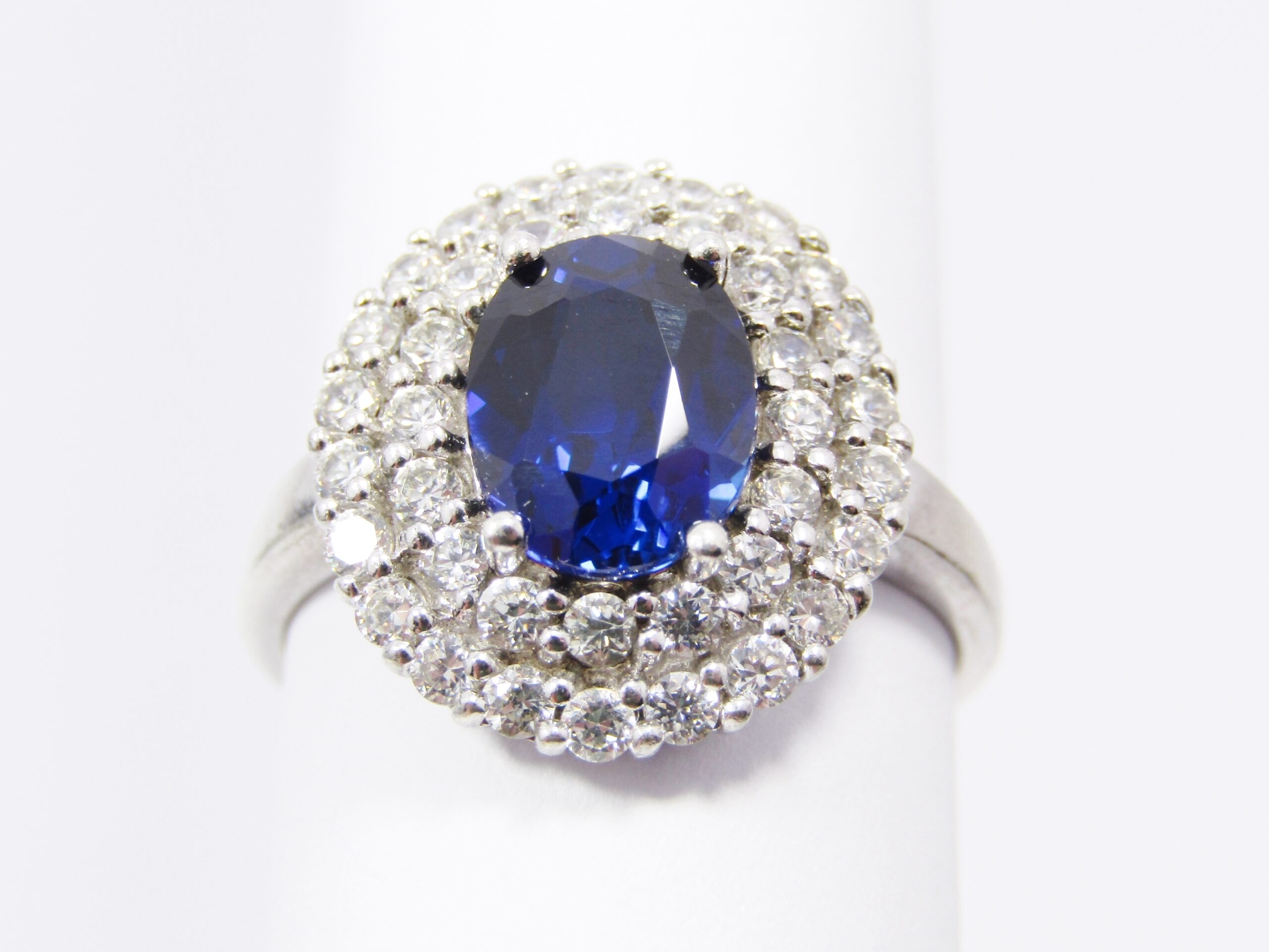 An Amazing Royal Blue Zirconia Ring in Sterling Silver.