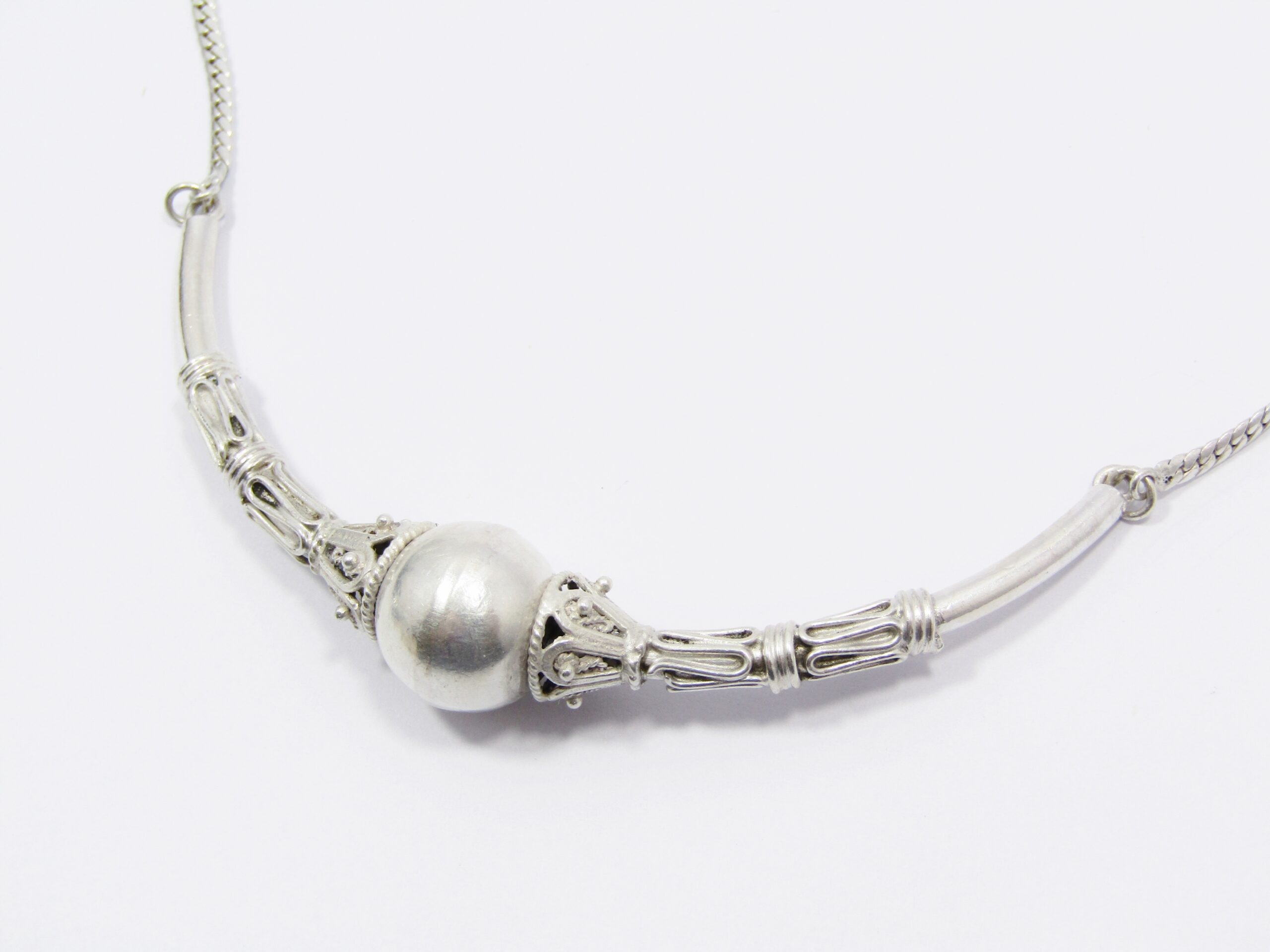 A Gorgeous Tibetan Design Necklace in Sterling Silver.