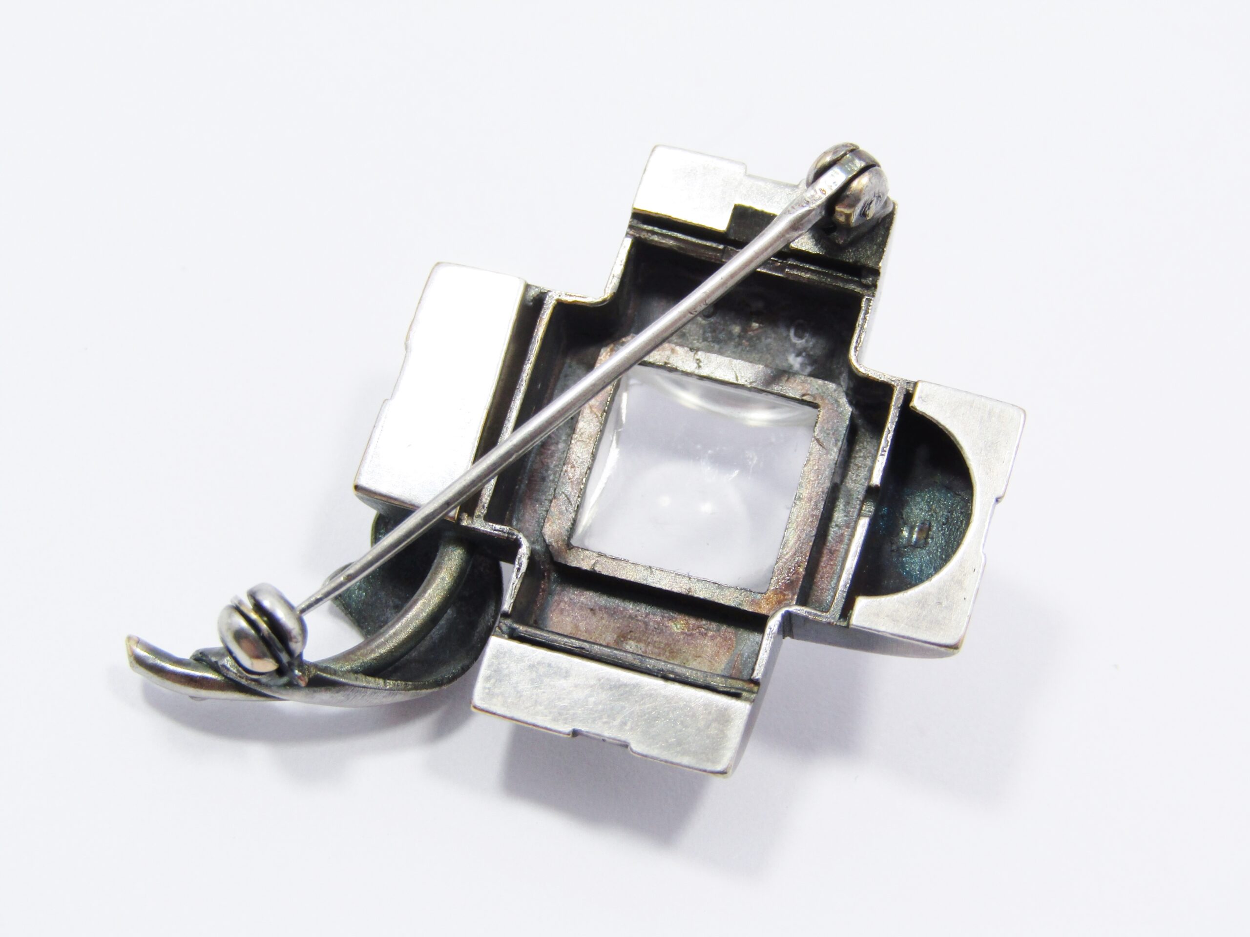 A Gorgeous Modernist Style Flower Brooch in Sterling Silver