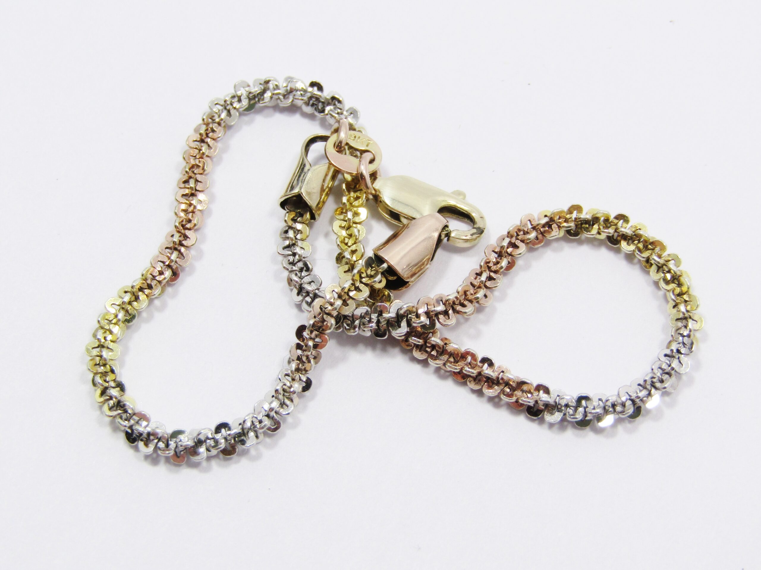9CT Gold Fancy Design Tri-Colour Bracelet