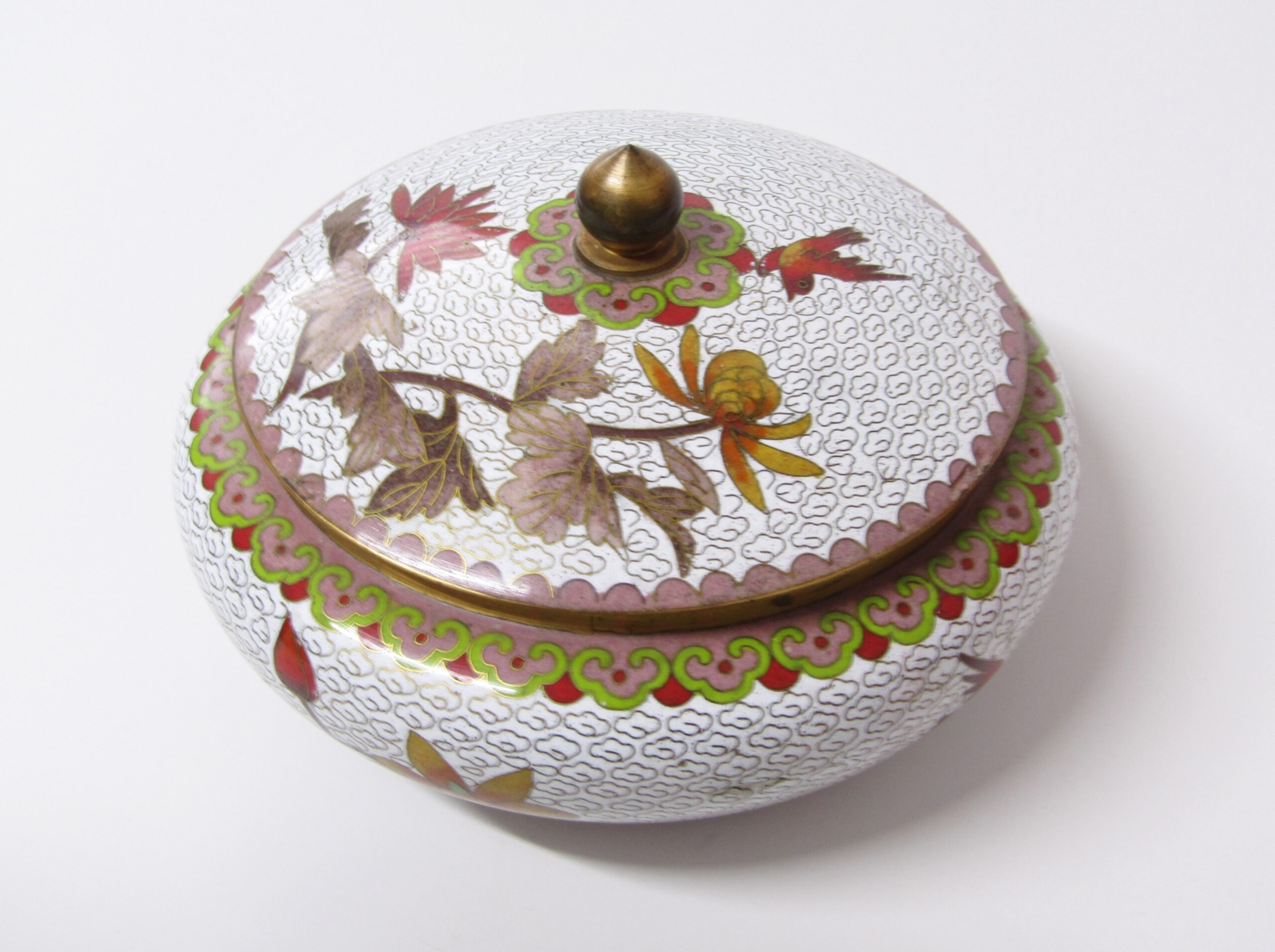 Beautiful Large Oriental Cloisonne Bowl with Cover