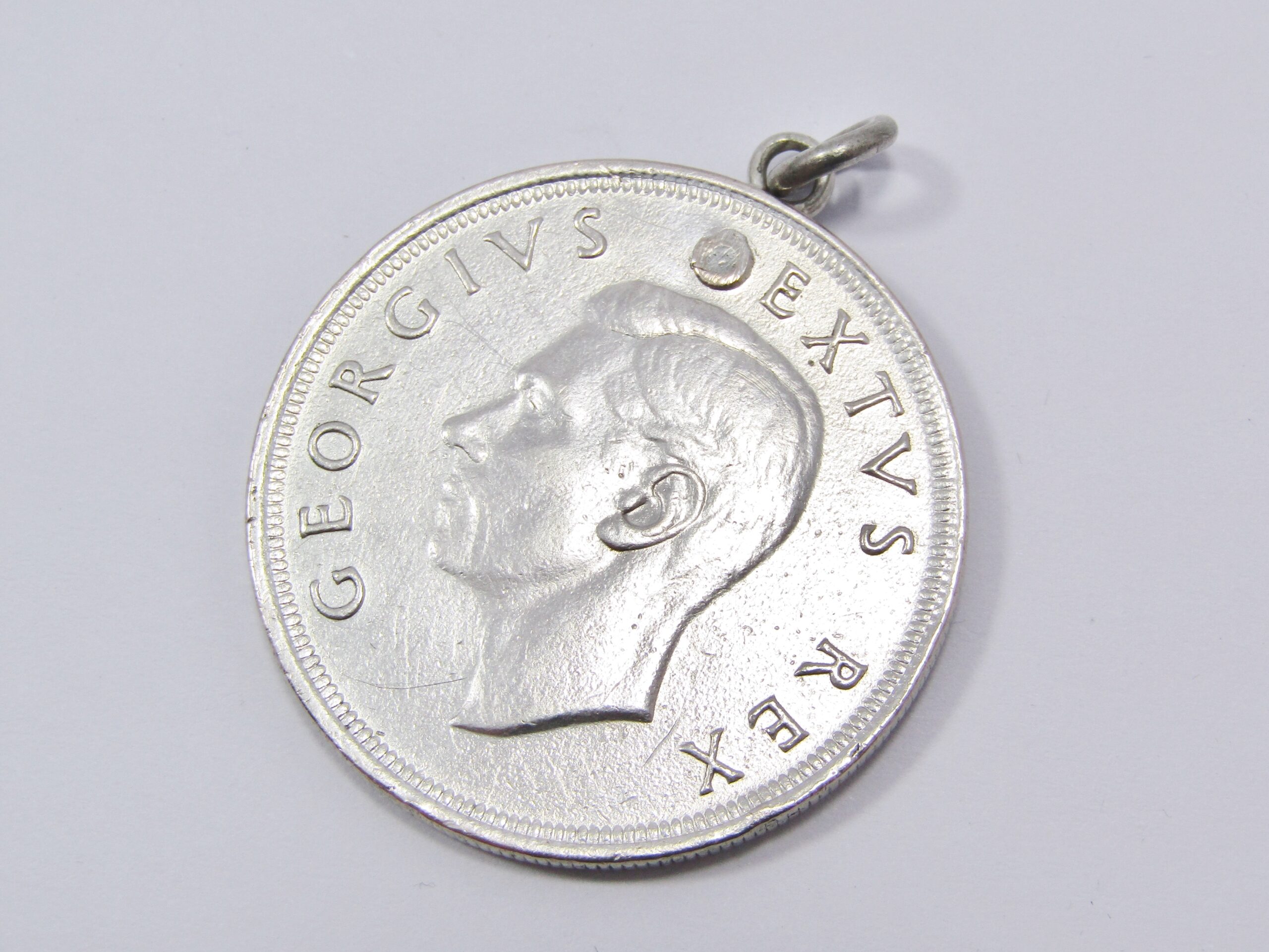 Large Vintage 1952 5 Shilling / Crown Coin Pendant