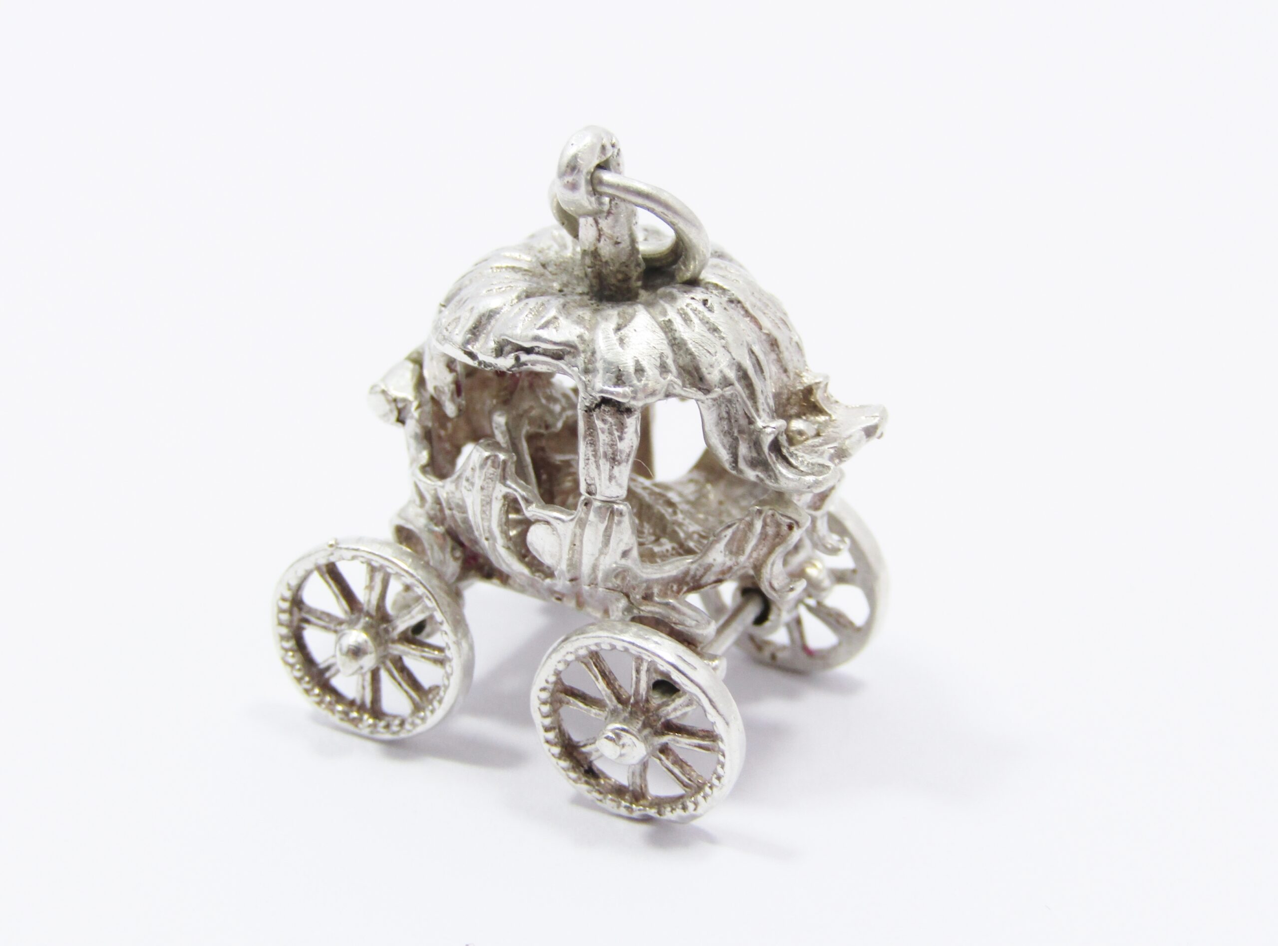 A Beautiful Detailed Pumpkin Carriage in Sterling Silver