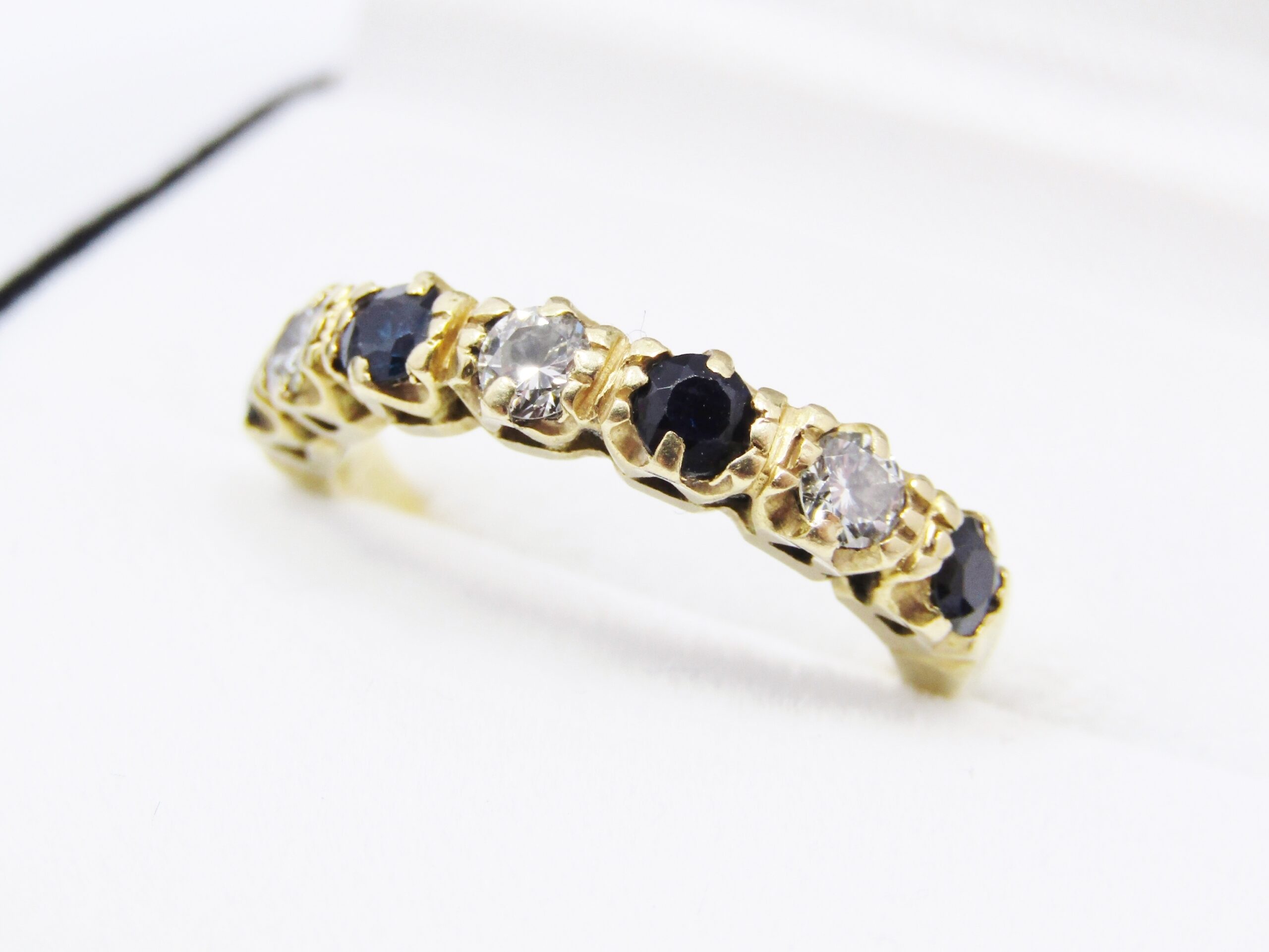 Vintage 18CT Gold, Sapphire & Diamond Half-Eternity Ring
