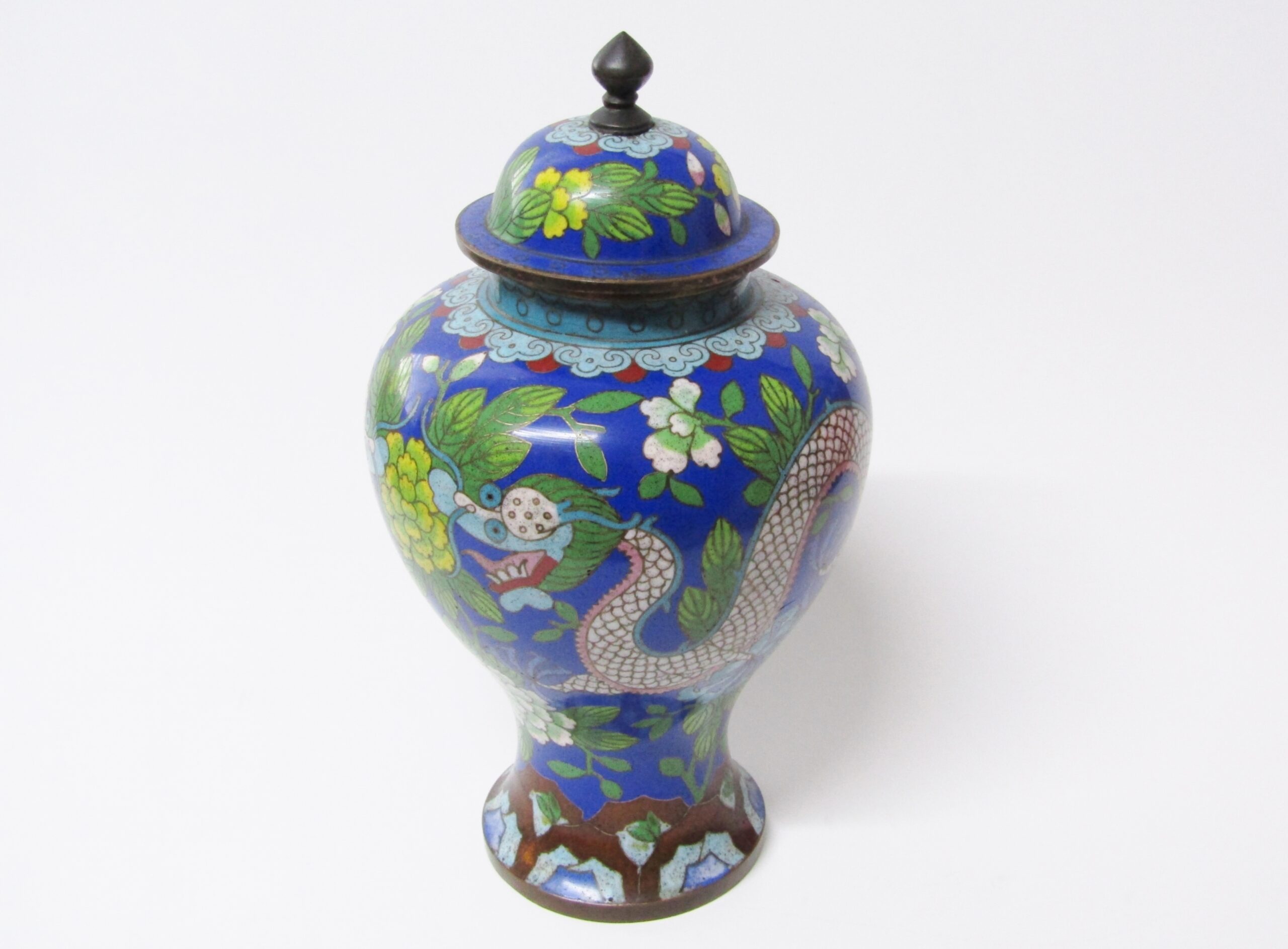 Beautiful! Antique Oriental Dragon Cloisonne Ginger Jar