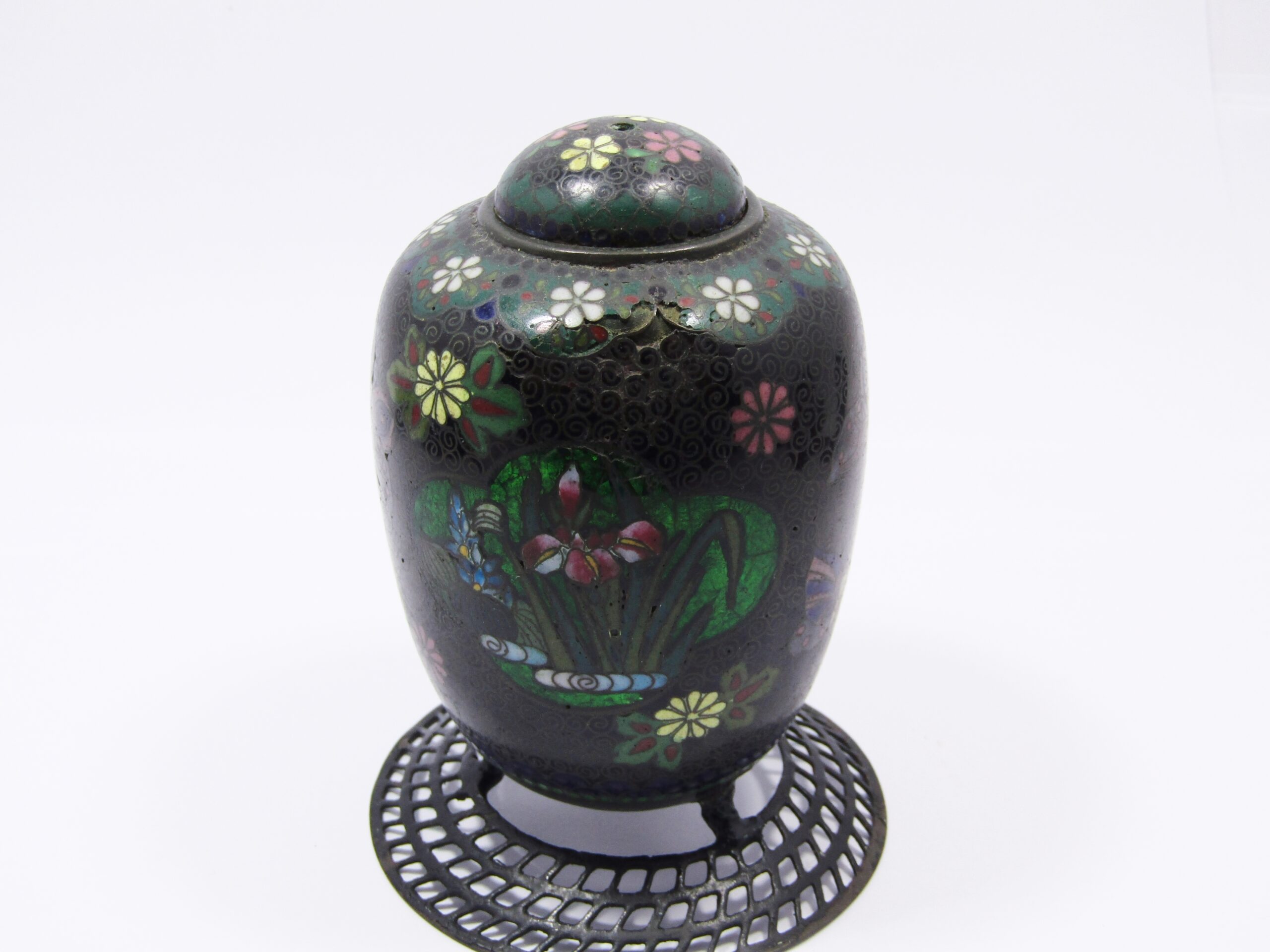 Antique Meiji Period Cloisonne Jar with Cover