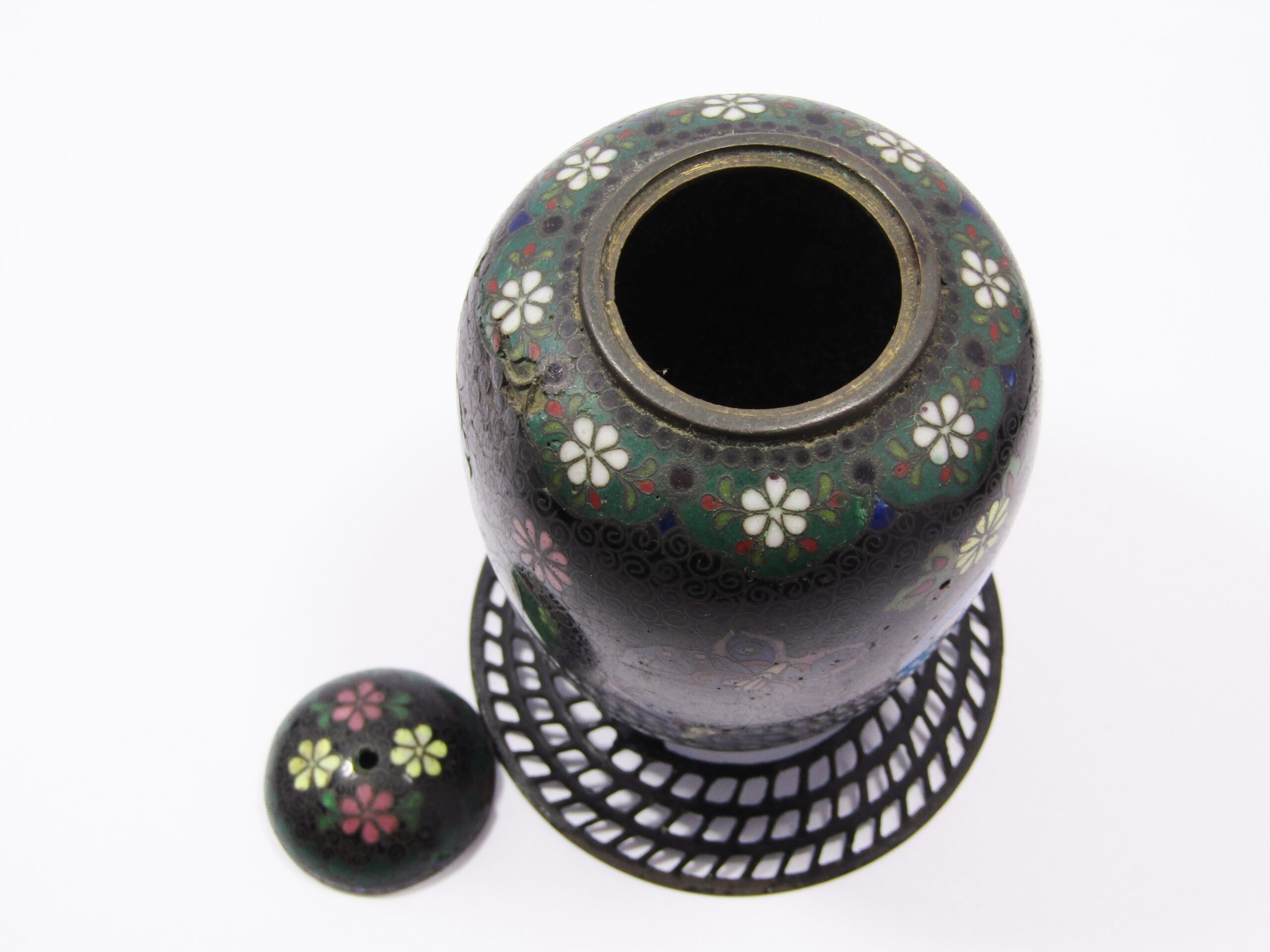 Antique Meiji Period Cloisonne Jar with Cover