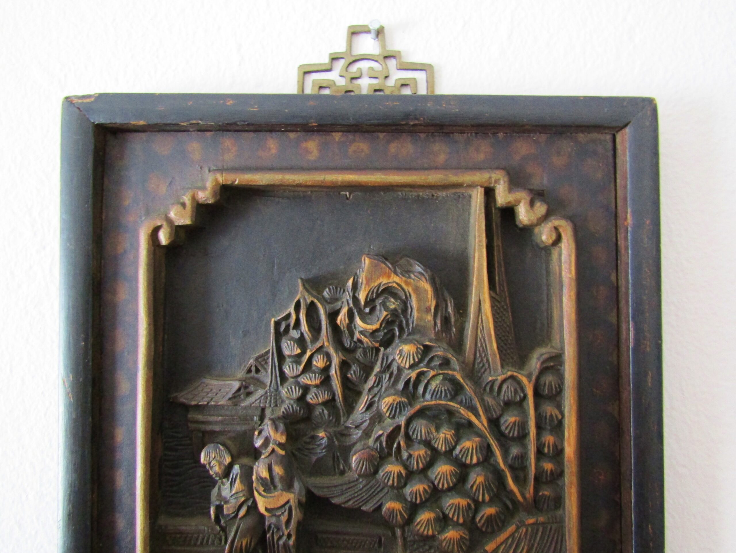 Oriental Long Wooden Carved Panel