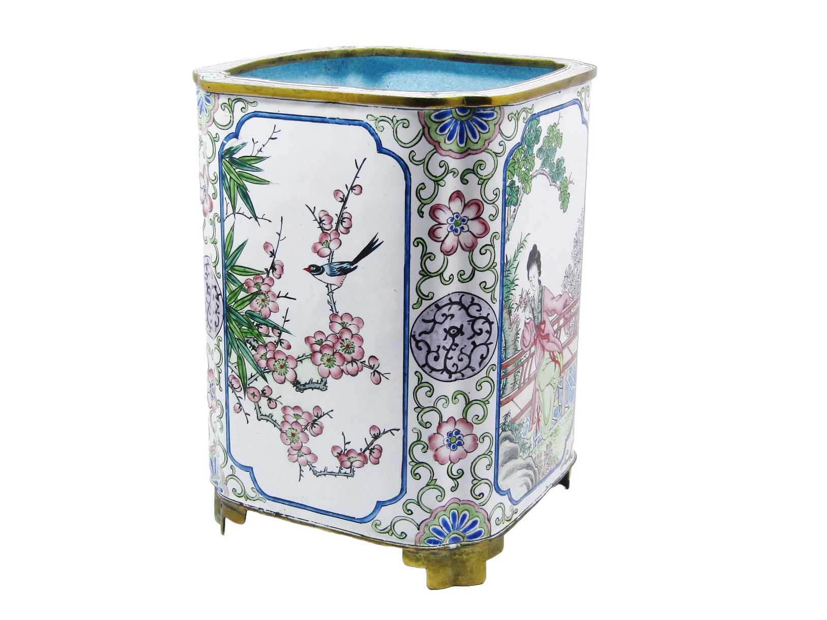 Exquisite! Antique Canton Enamel Large Brush Pot