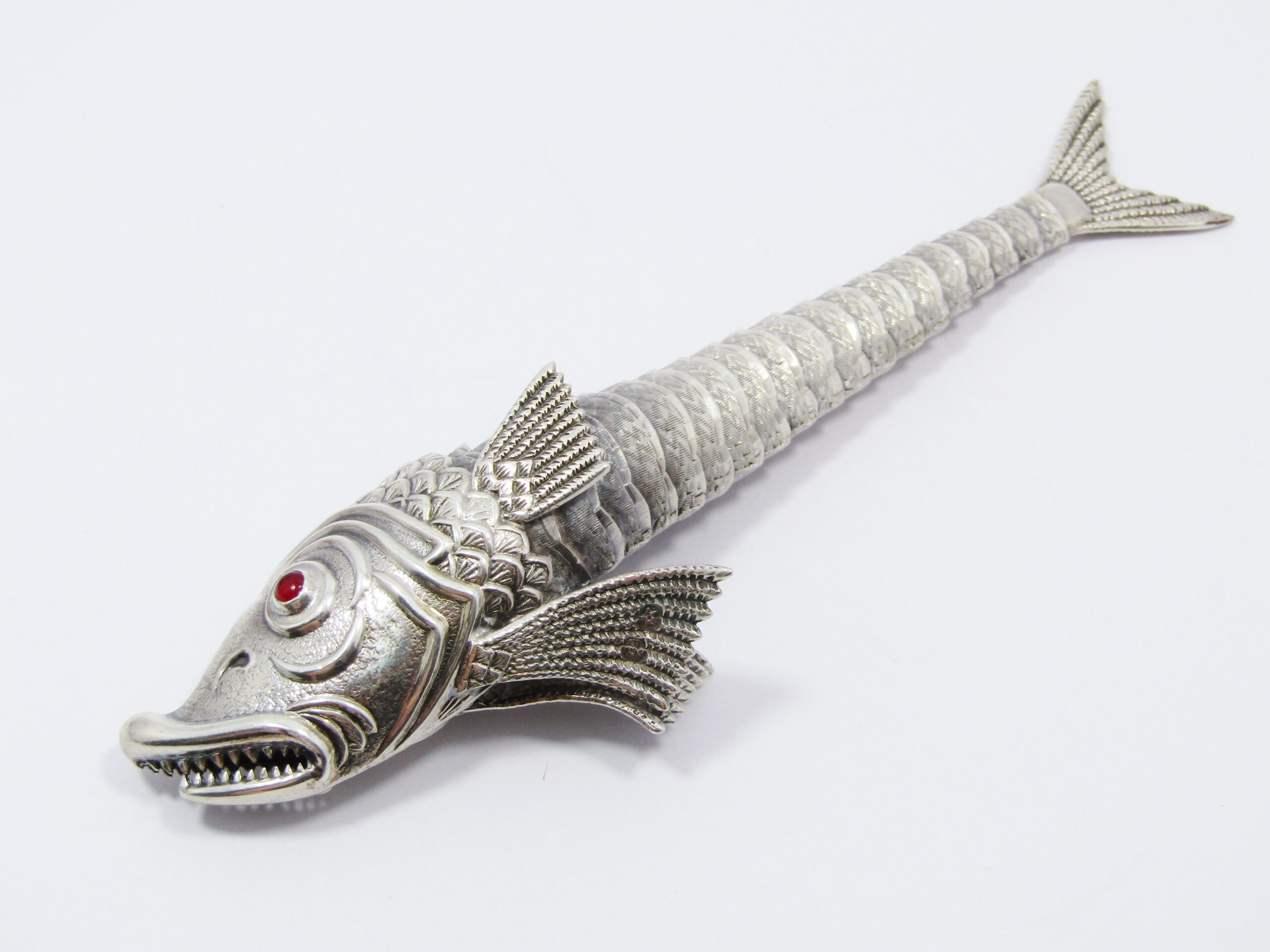 Rare! Vintage Spanish Articulated Silver Fish Ornament (1 of 3)