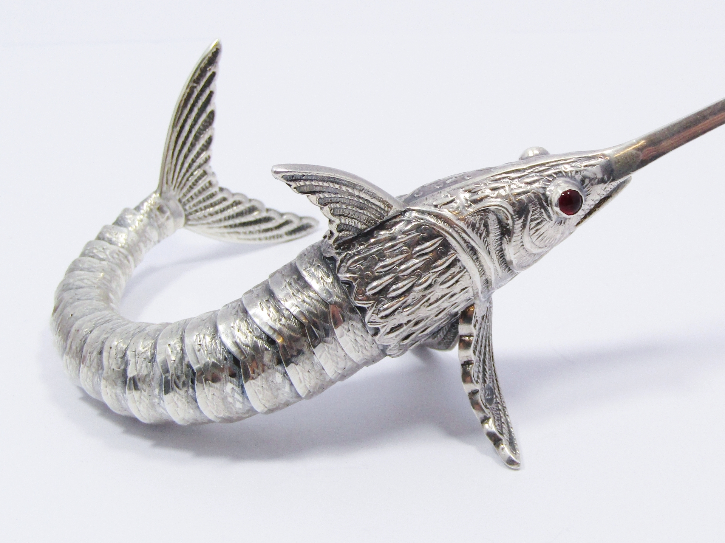 Rare! Vintage Spanish Articulated Silver Fish Ornament (2 of 3)