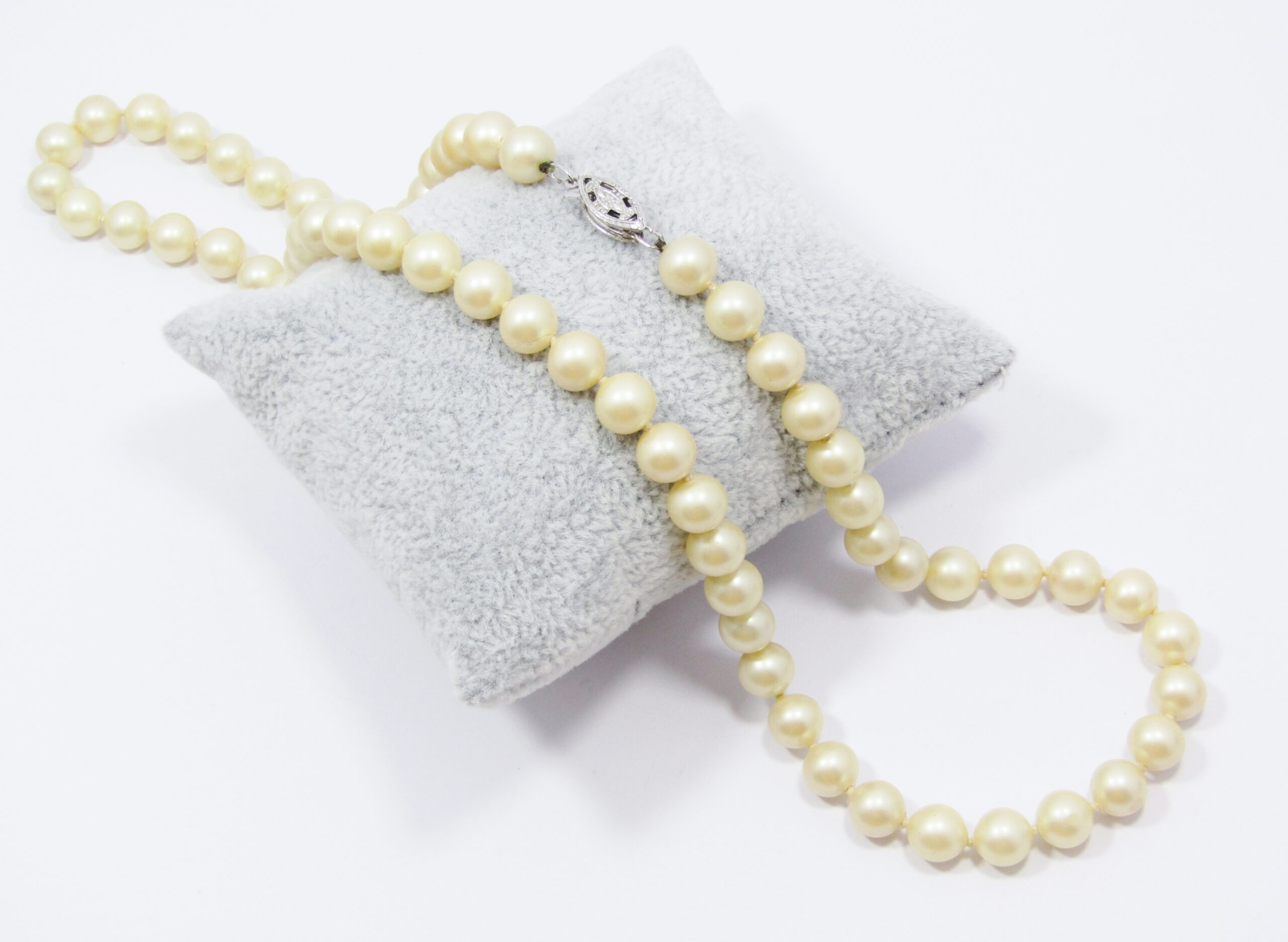 A Lovely String of Vintage Faux Pearls with a Sterling Silver Clasp