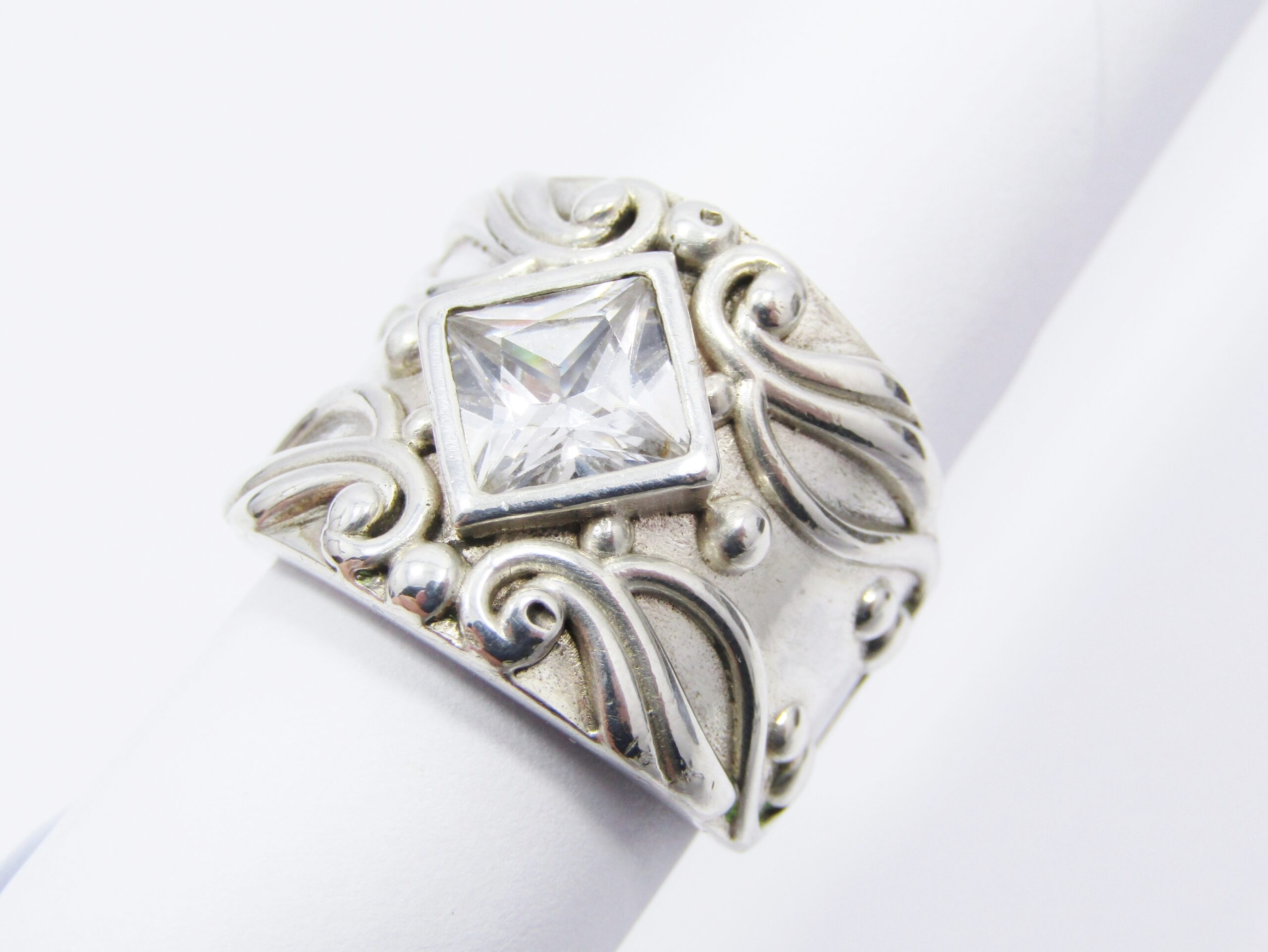 A Beautiful Broad Zirconia Ring in Sterling Silver
