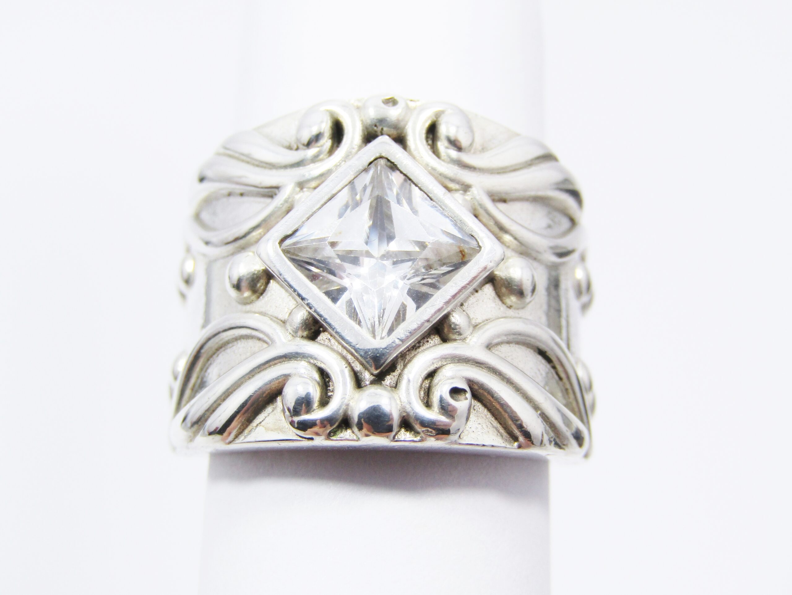 A Beautiful Broad Zirconia Ring in Sterling Silver