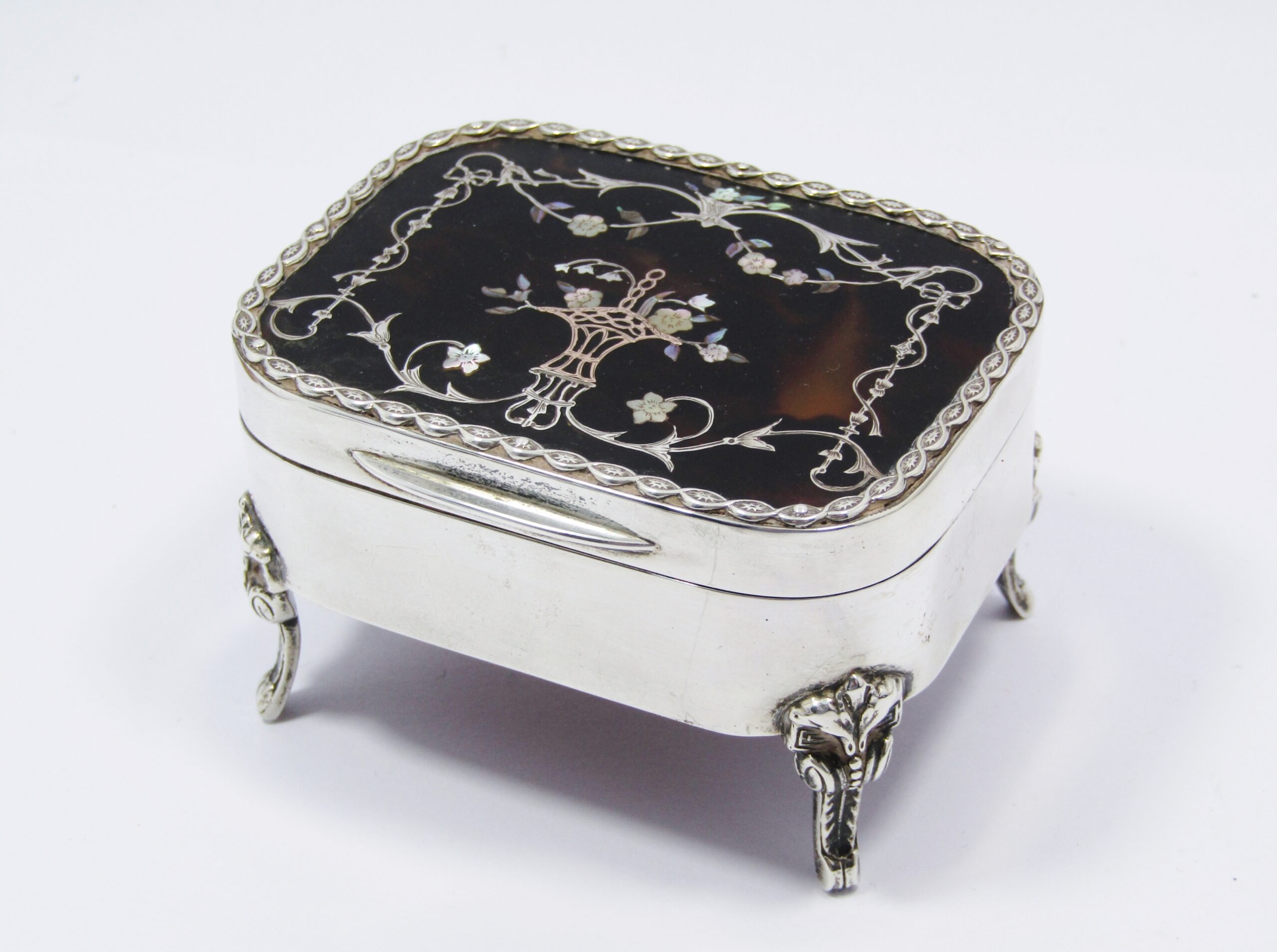 Stunning! Antique (c1907) Silver & Tortoise Shell Box