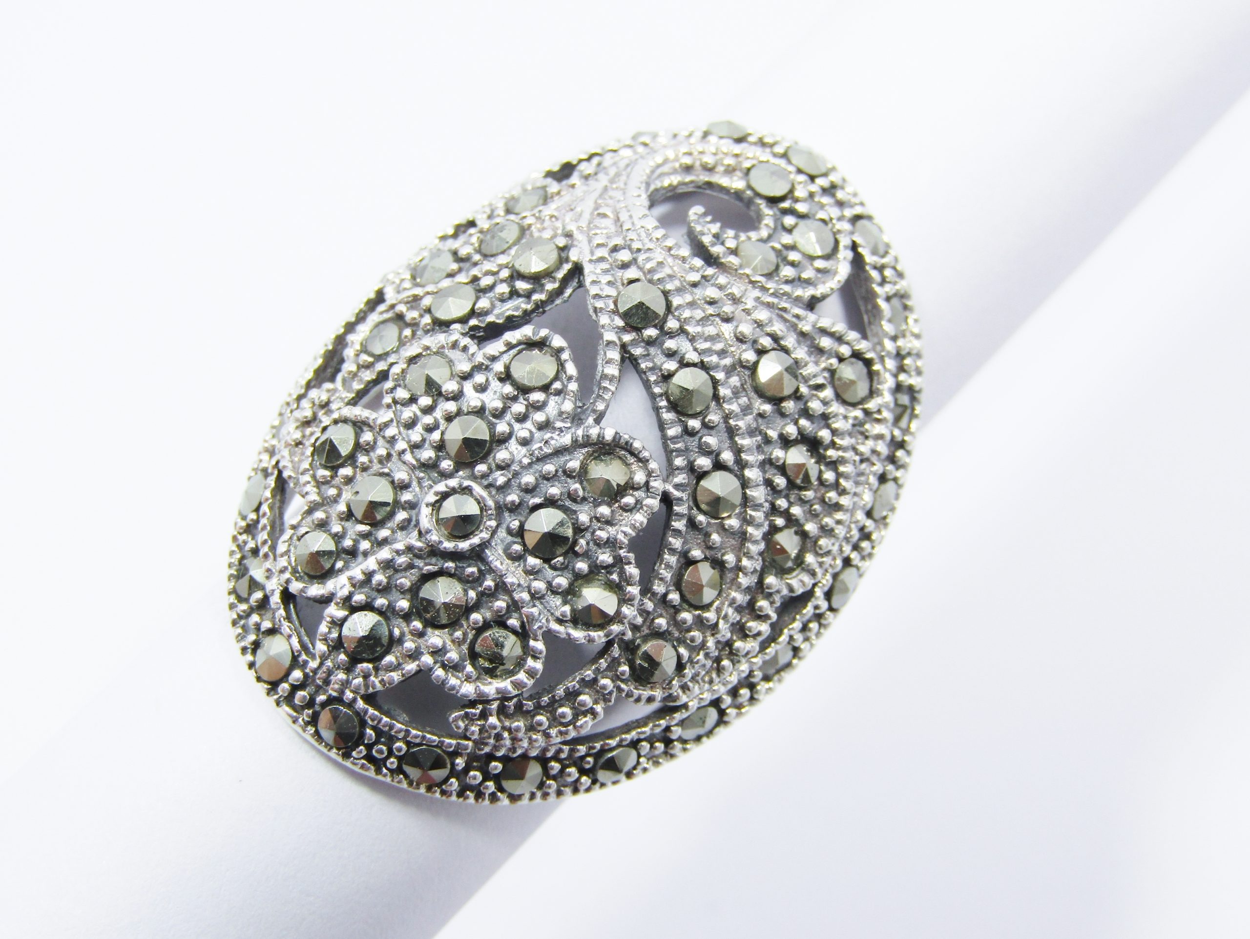 A Lovely Chunky Marcasite Ring in Sterling Silver