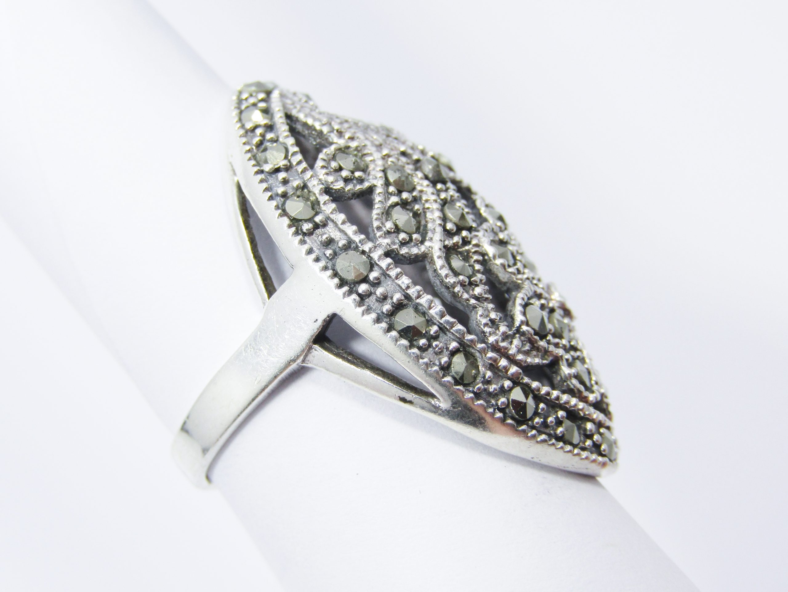 A Lovely Chunky Marcasite Ring in Sterling Silver