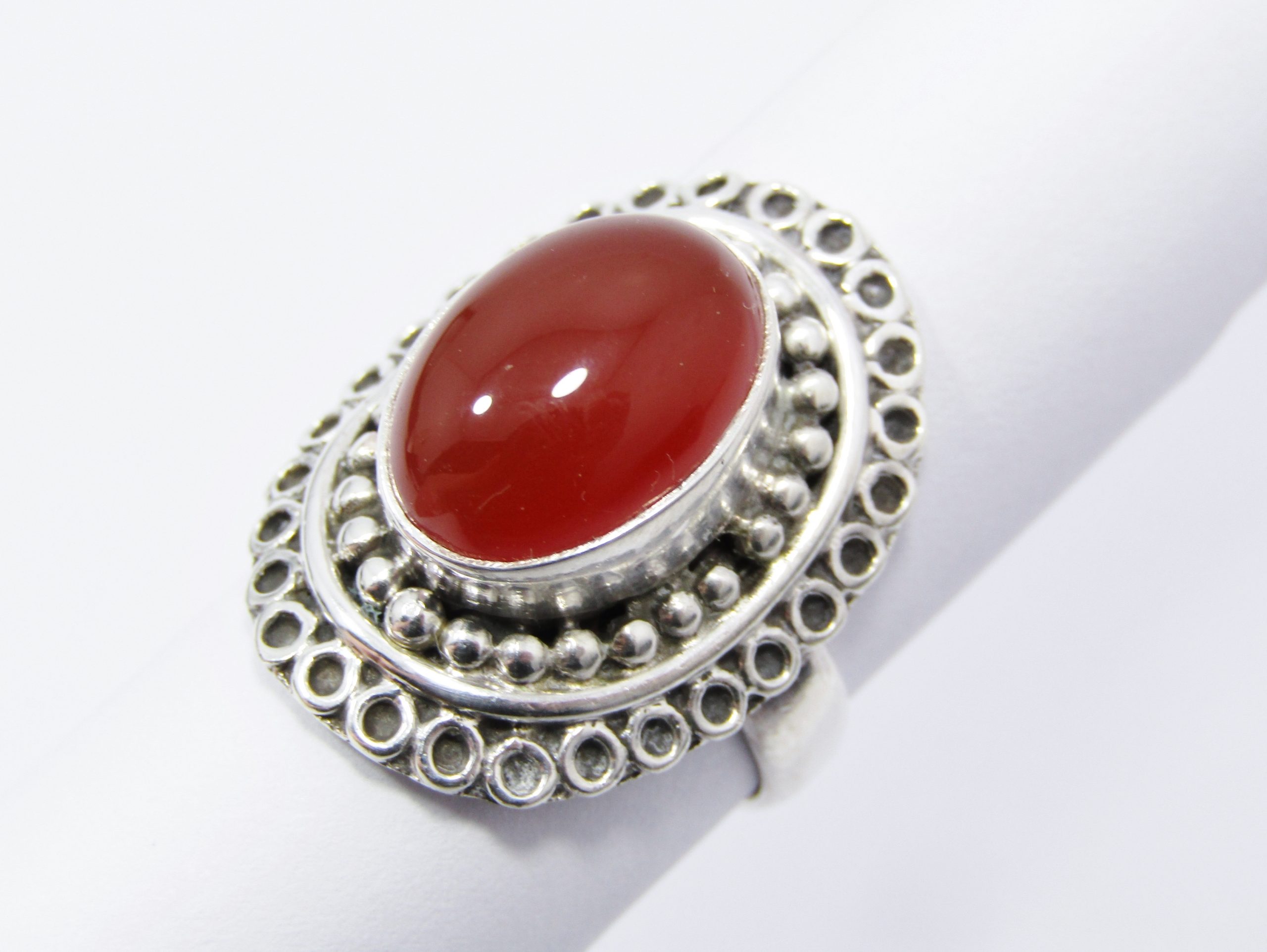 A Gorgeous Bohemian Design Carnelian Ring in Sterling Silver.