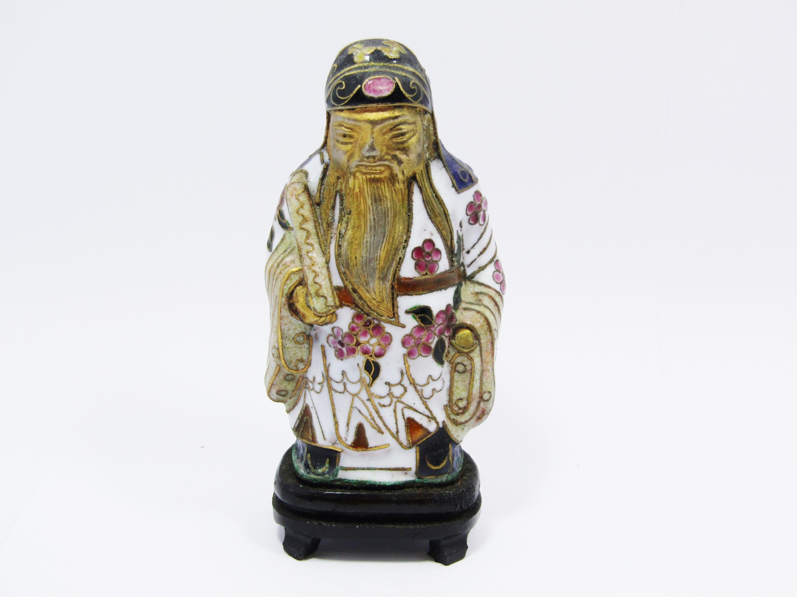 A Gorgeous Fu Chinese Cloisonne Figurine on Stand