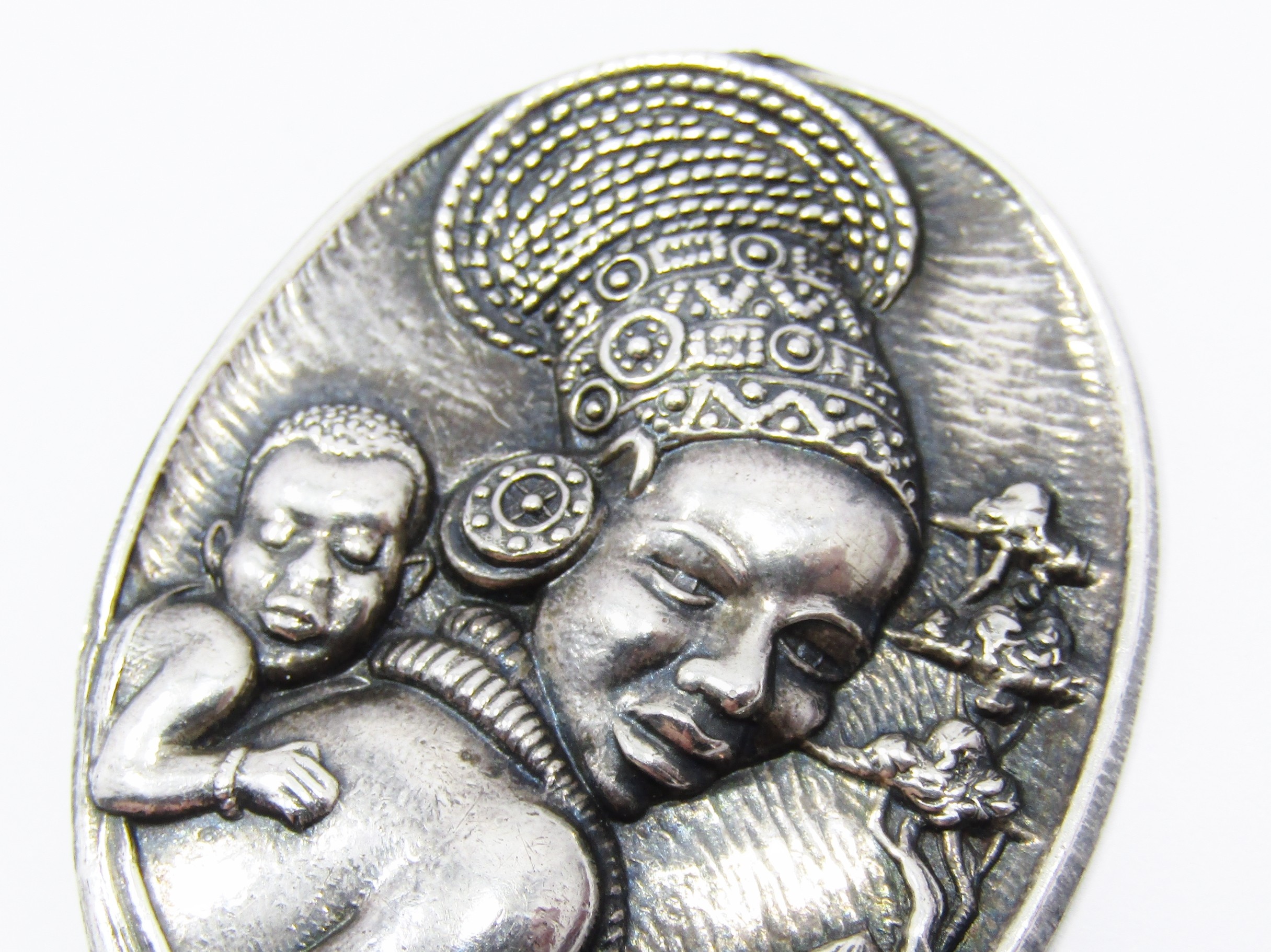 Vintage Candida Sterling Silver African Themed Brooch