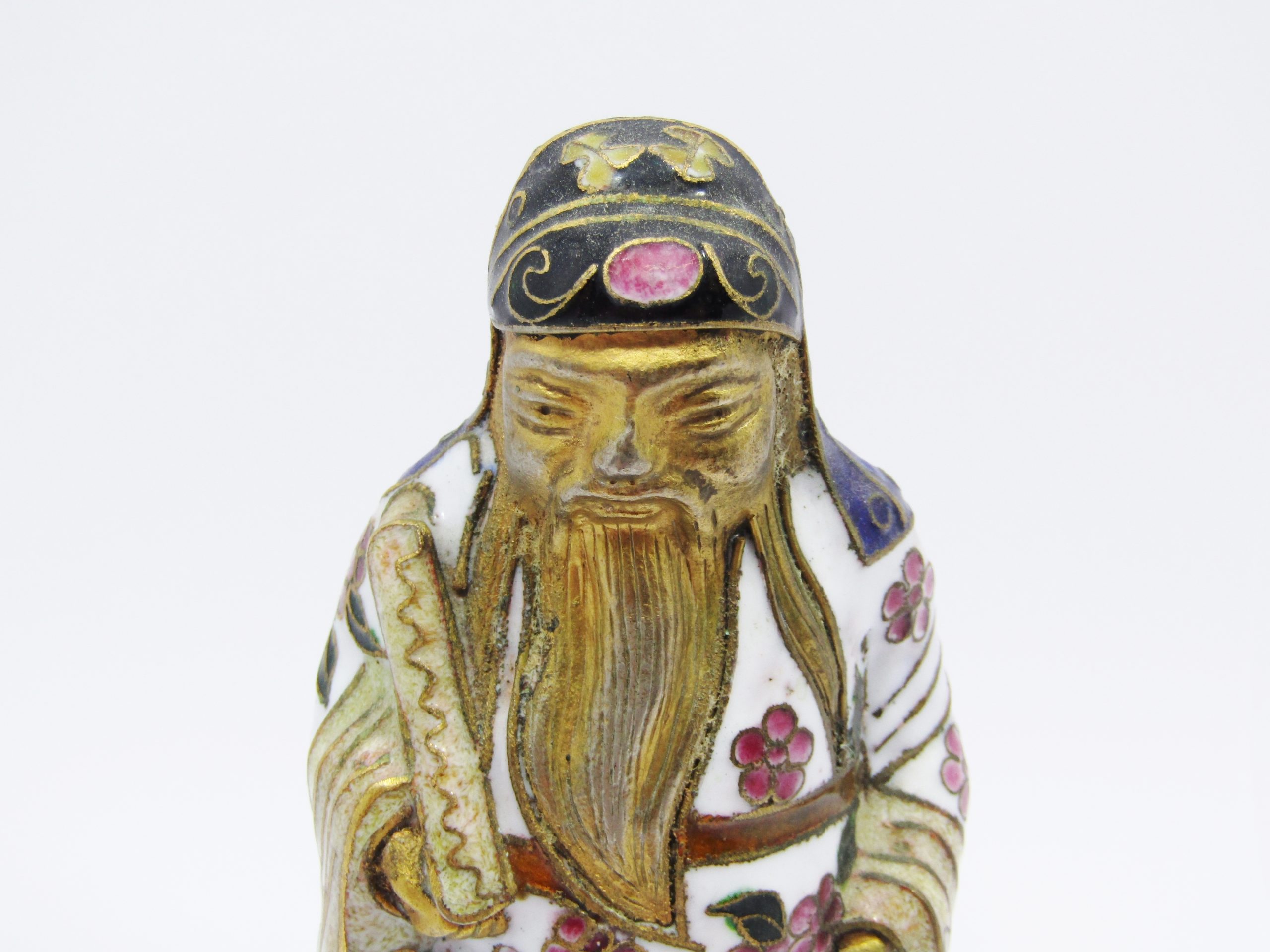 A Gorgeous Fu Chinese Cloisonne Figurine on Stand