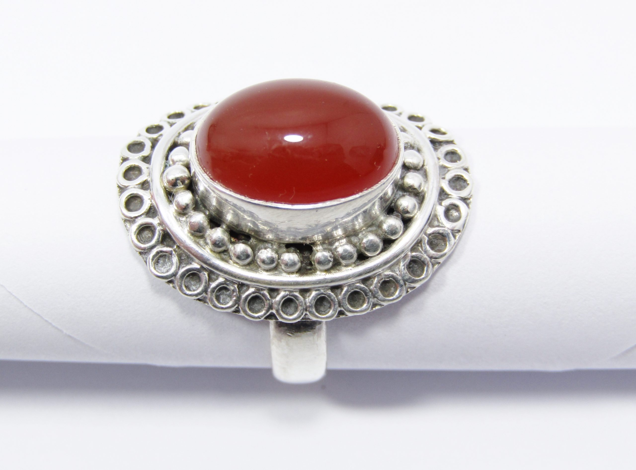 A Gorgeous Bohemian Design Carnelian Ring in Sterling Silver.