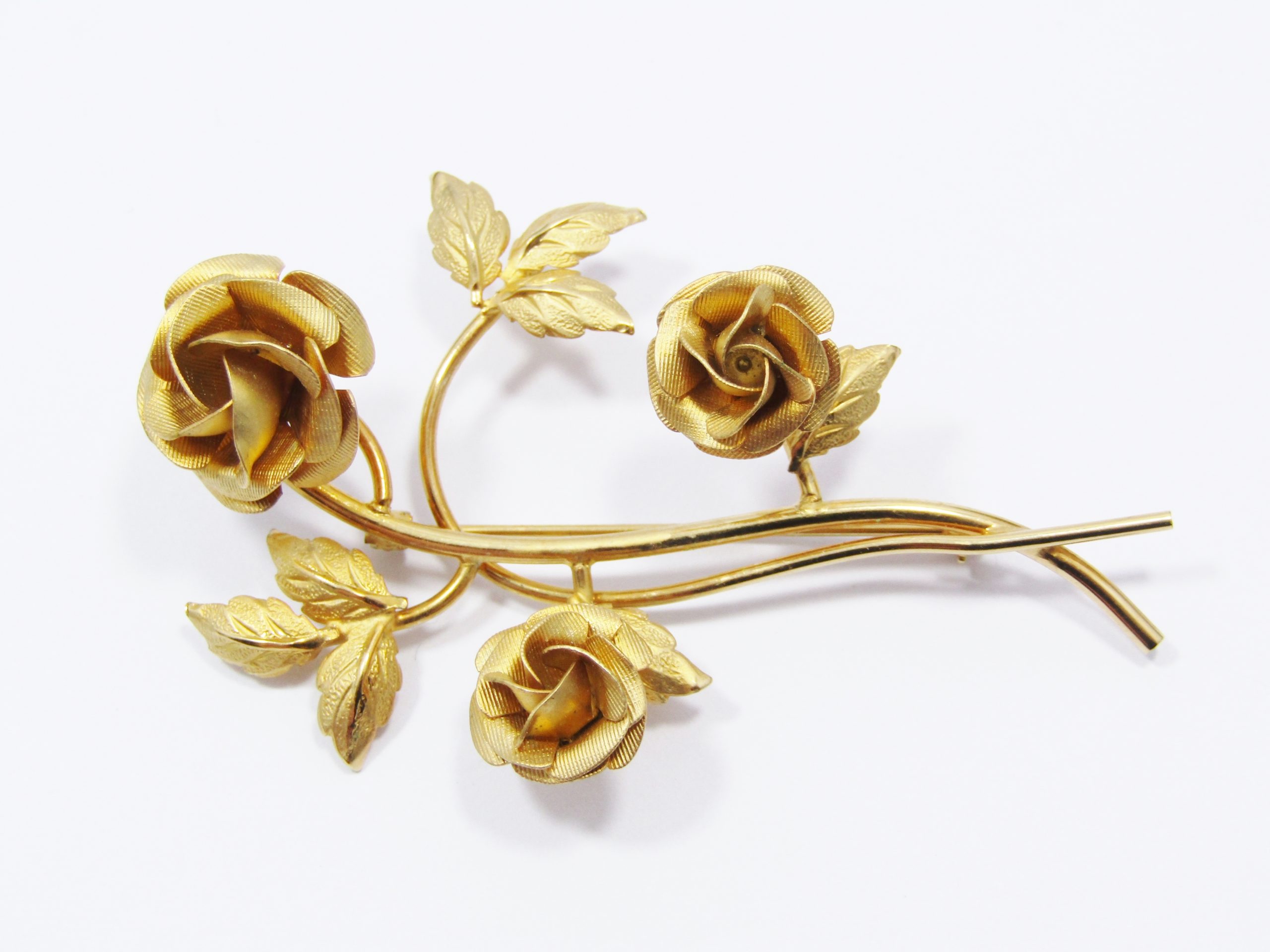 Vintage Gold-Filled "Rolyn Inc" Roses Brooch