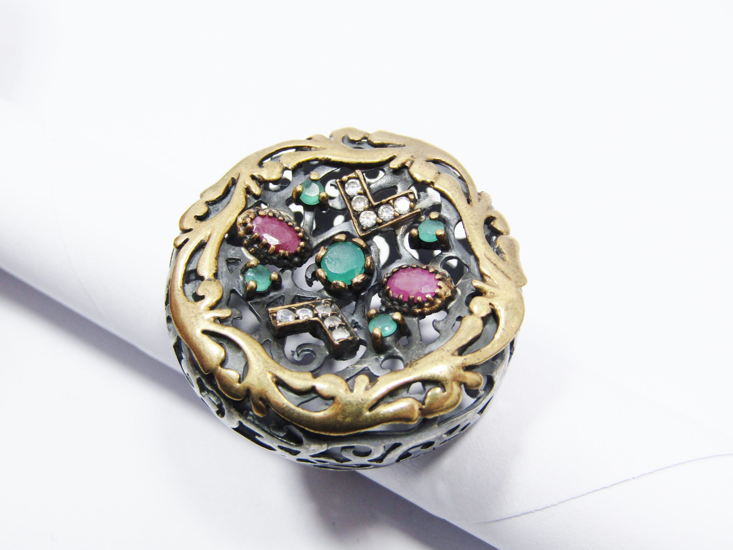 A Gorgeous Huge Filigree Oxidized Ring in Sterling Silver.