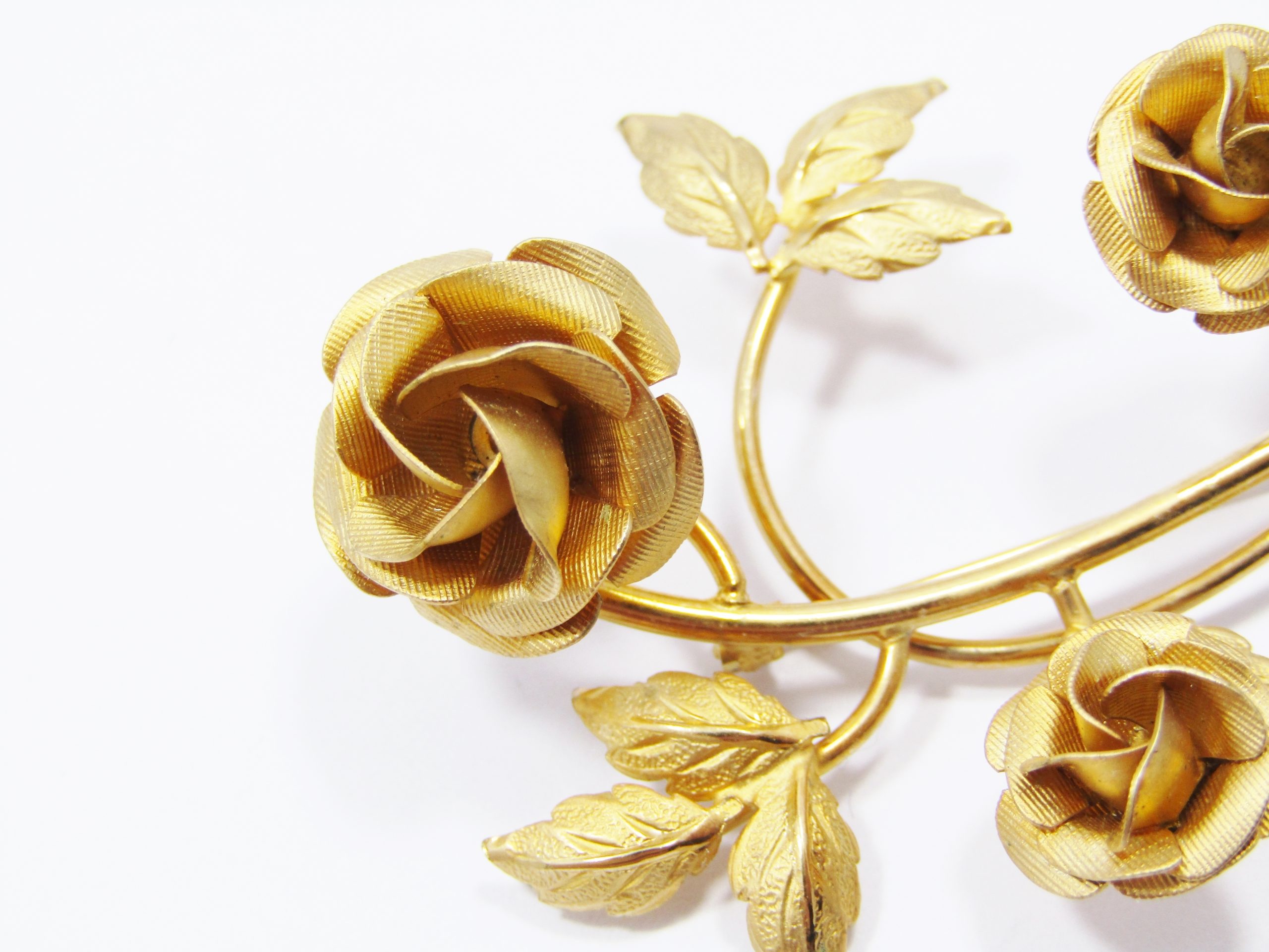 Vintage Gold-Filled "Rolyn Inc" Roses Brooch