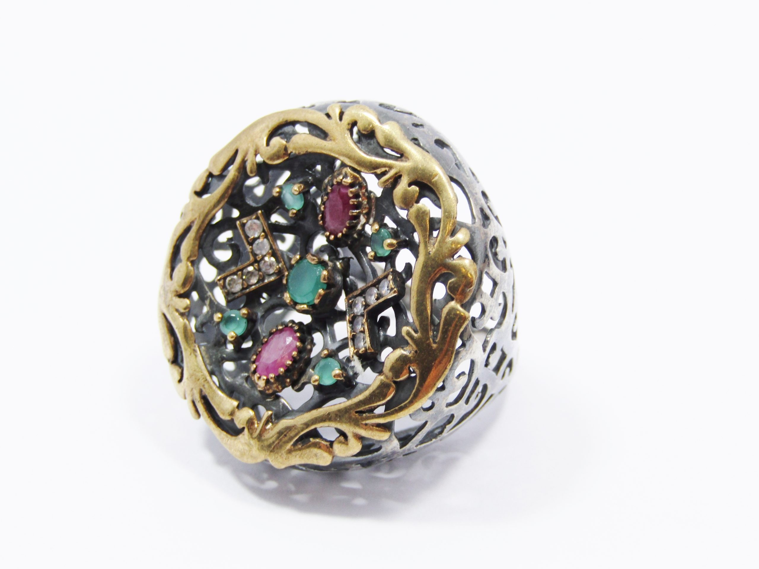 A Gorgeous Huge Filigree Oxidized Ring in Sterling Silver.