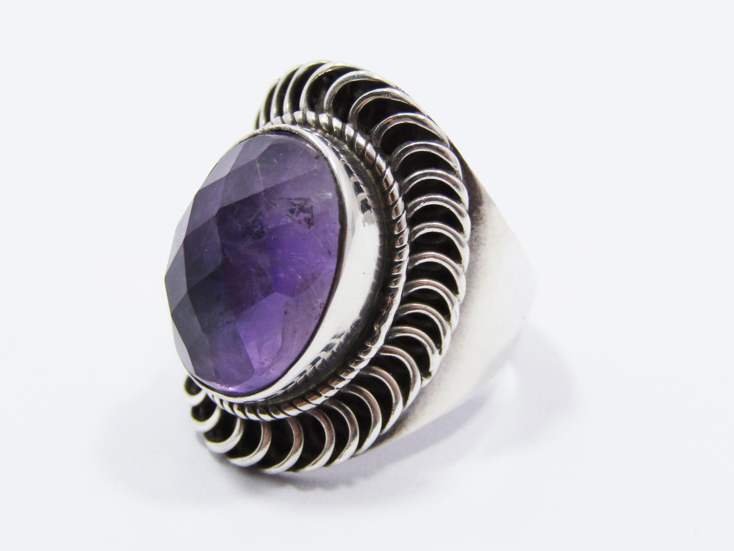 Lovely Boho Design Amethyst Ring in Sterling Silver