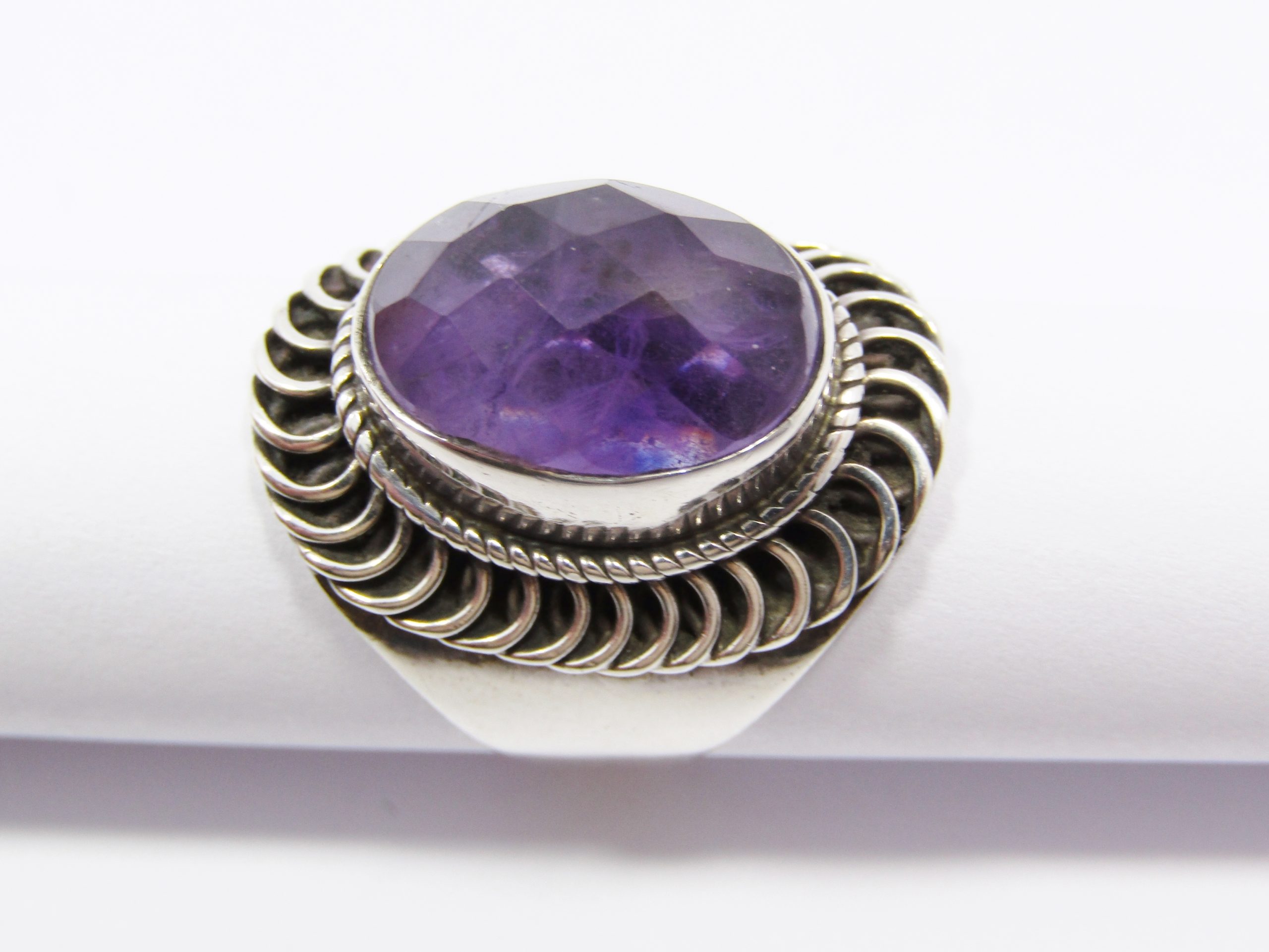 Lovely Boho Design Amethyst Ring in Sterling Silver