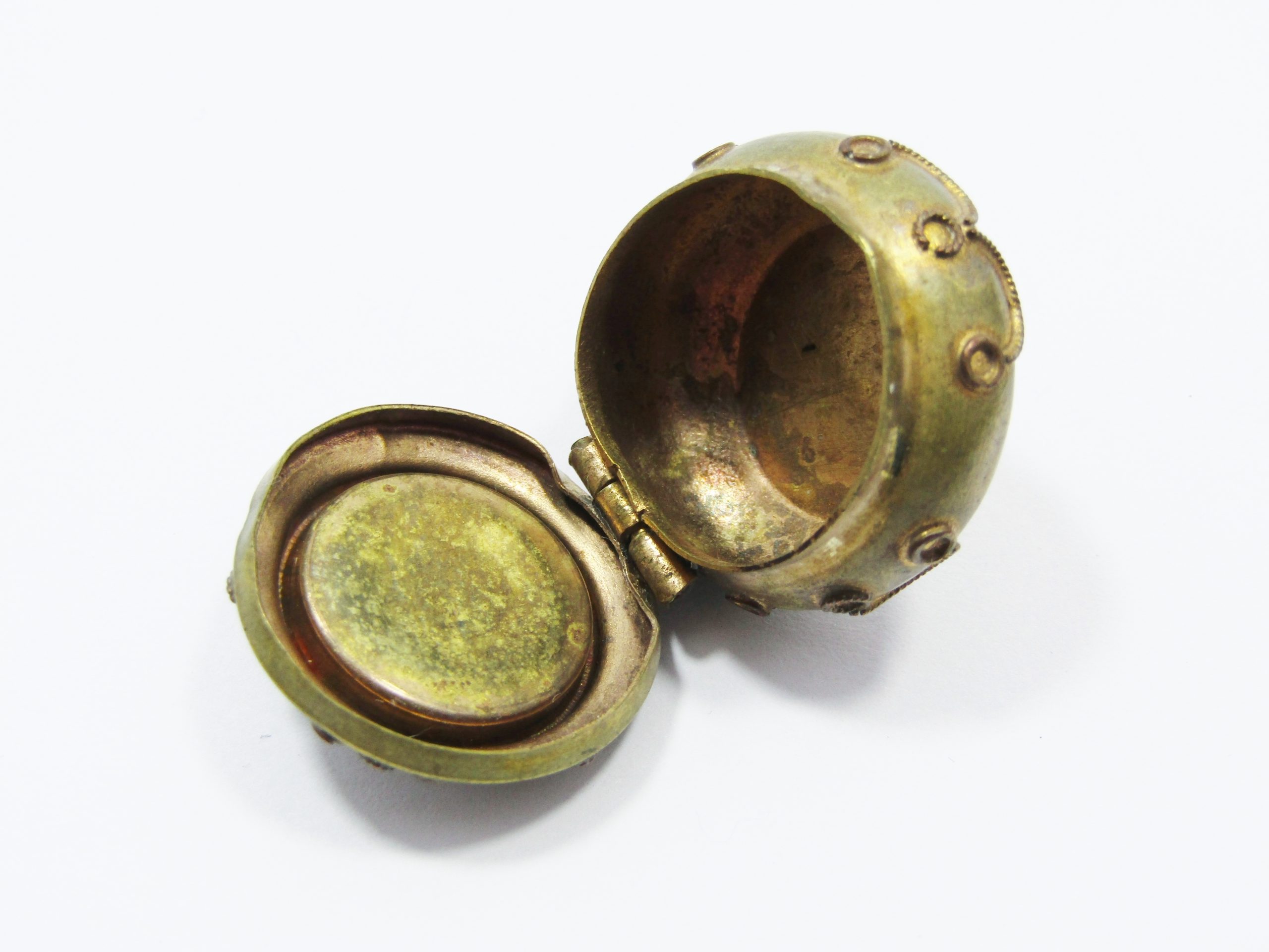 A Very Pretty Brass Tone Micro Mosaic Pill Box