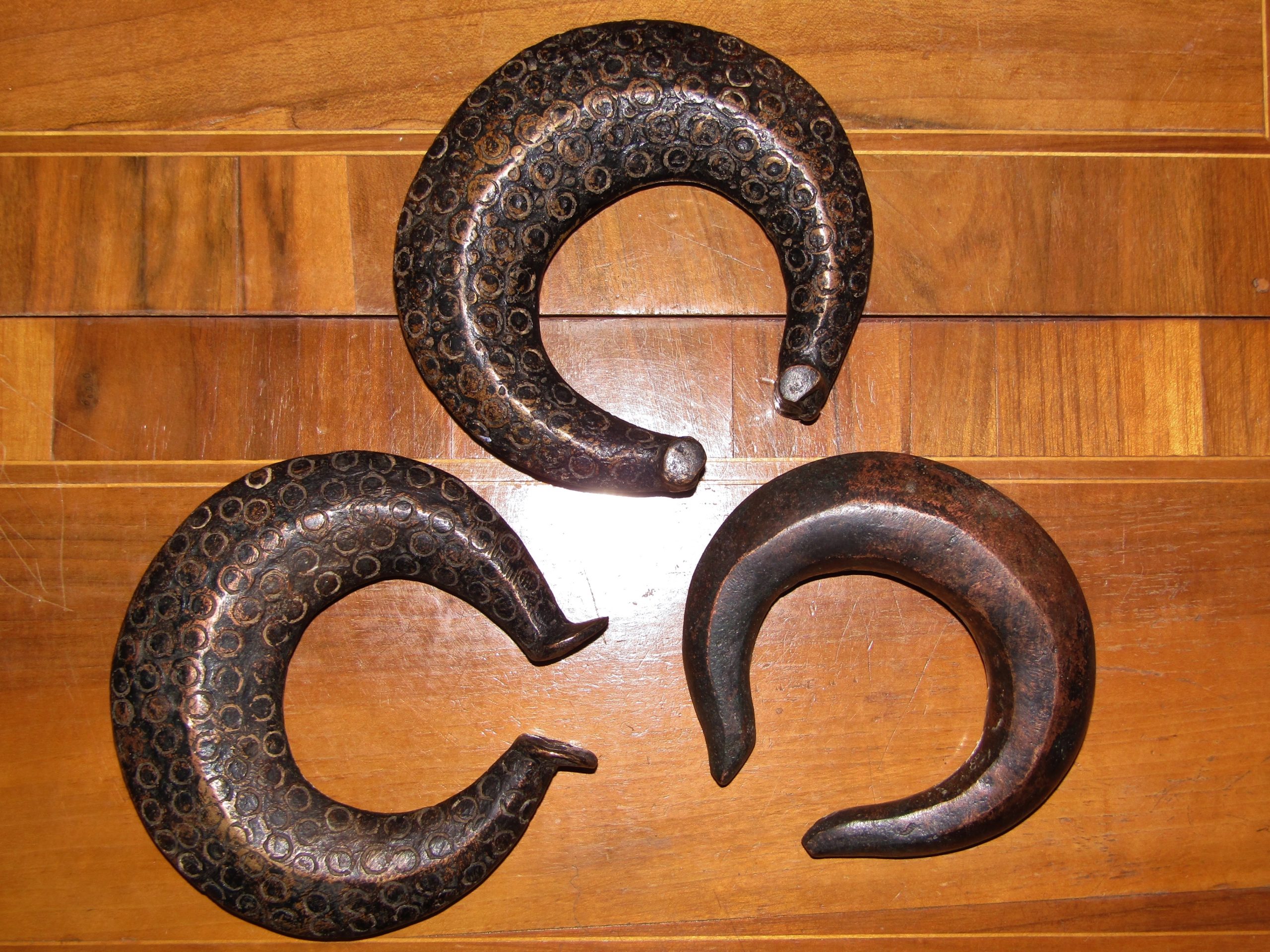 Three Vintage Bronze/Copper Decorative Tribal Bangles