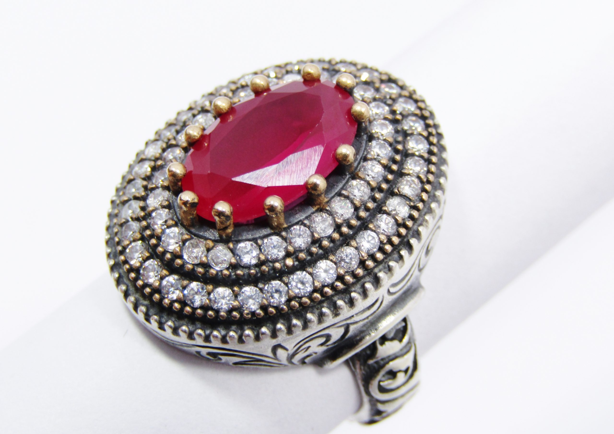 A Gorgeous Chunky Synthetic Ruby Ring in Sterling Silver