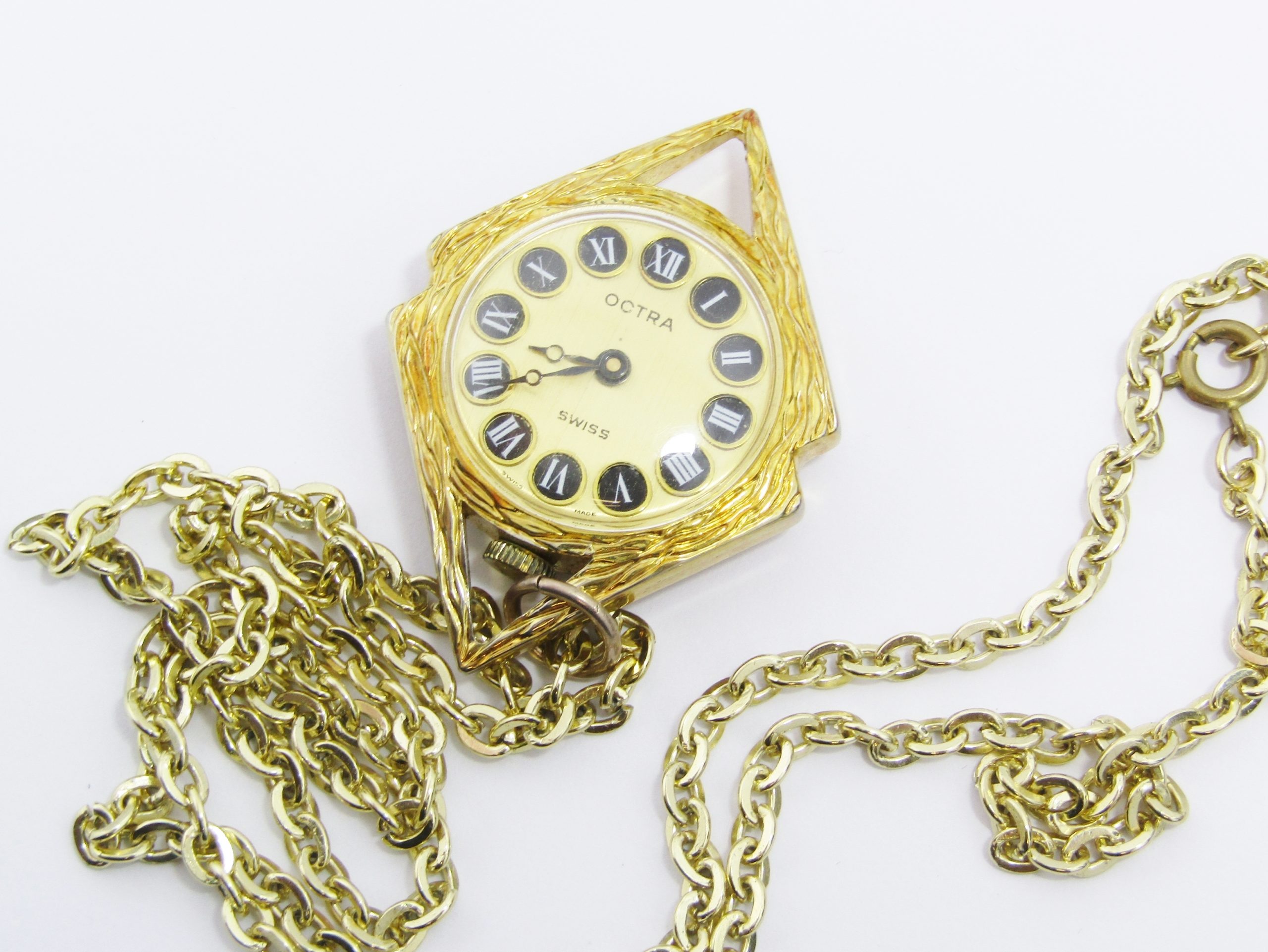 Lovely Vintage Gold-Tone Swiss Watch Necklace