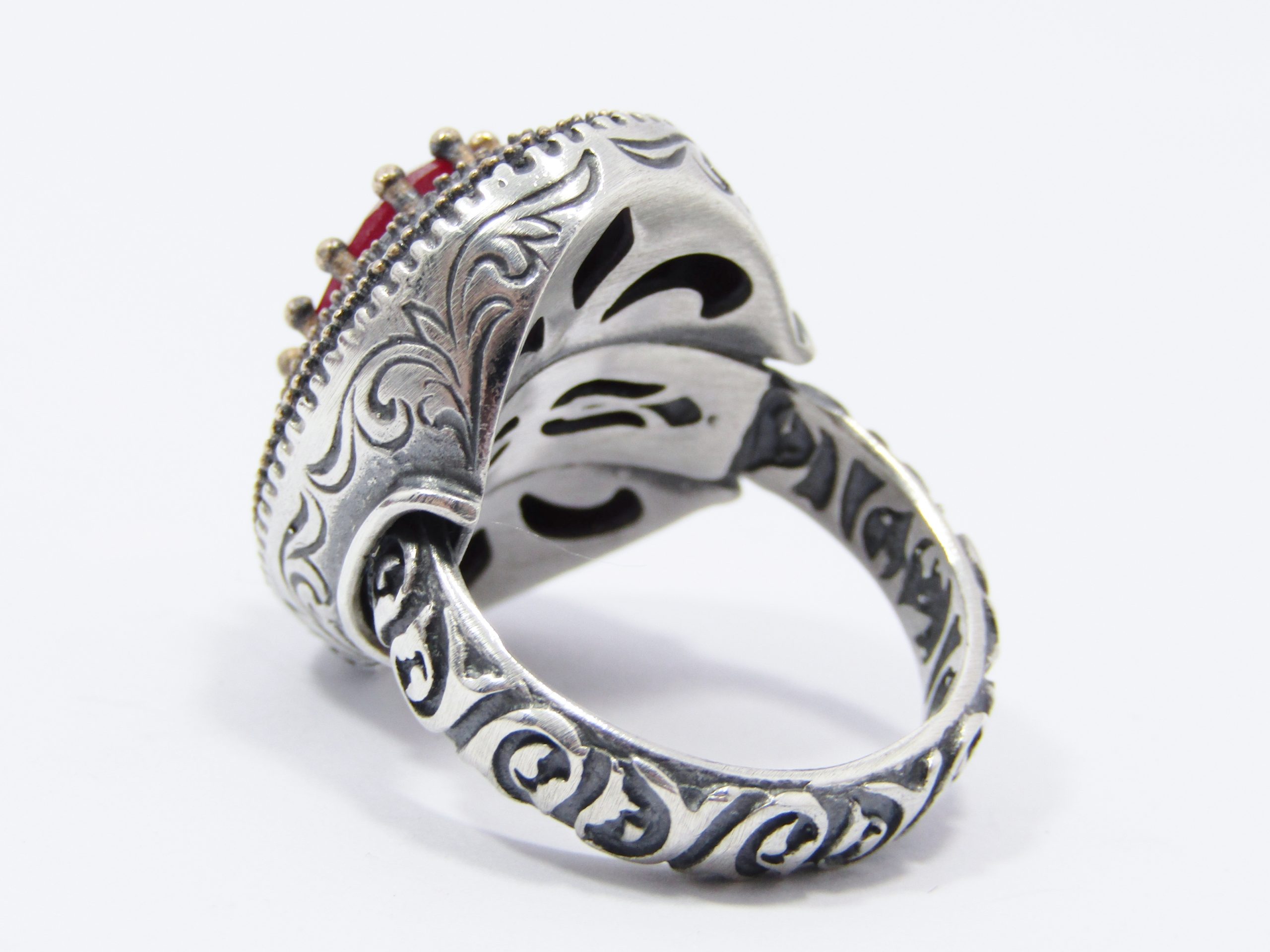 A Gorgeous Chunky Synthetic Ruby Ring in Sterling Silver