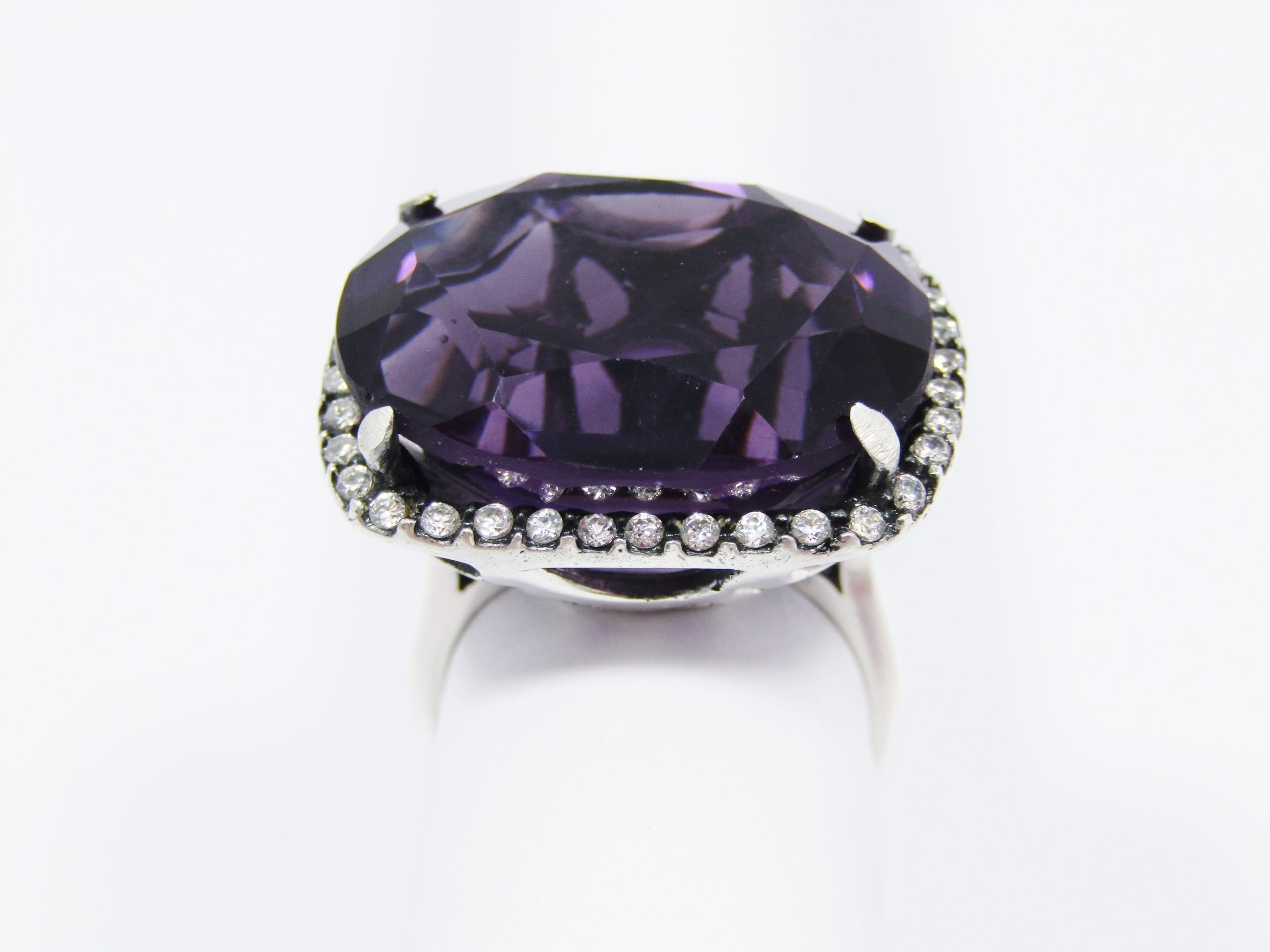 A Gorgeous Chunky Purple Stone Ring in Sterling Silver