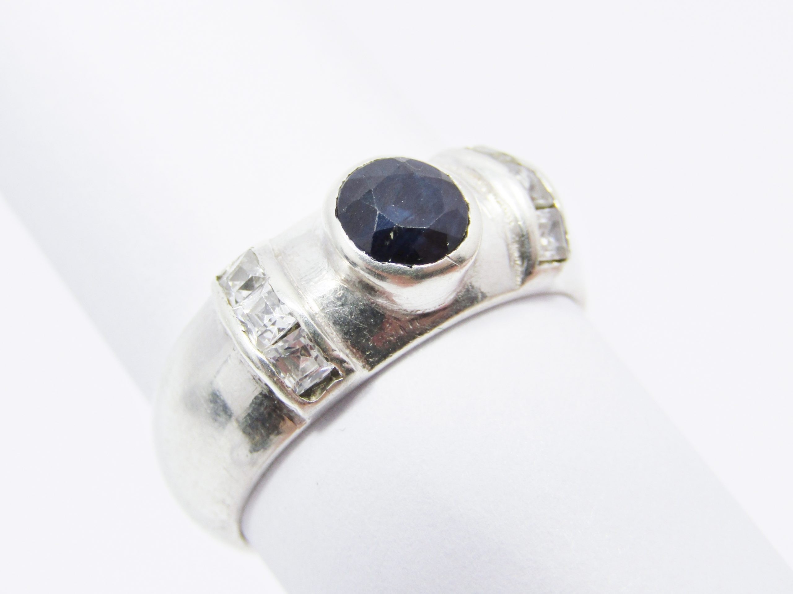 A Lovely Opaque Sapphire Ring in Sterling Silver
