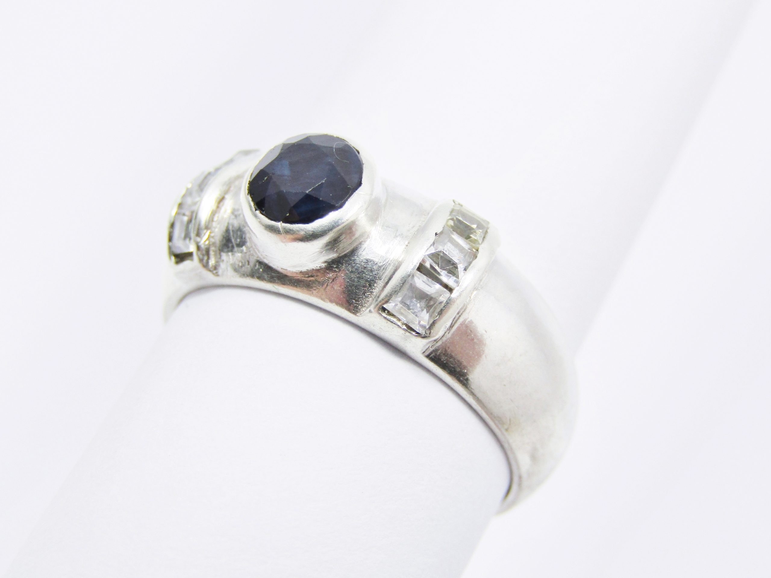 A Lovely Opaque Sapphire Ring in Sterling Silver