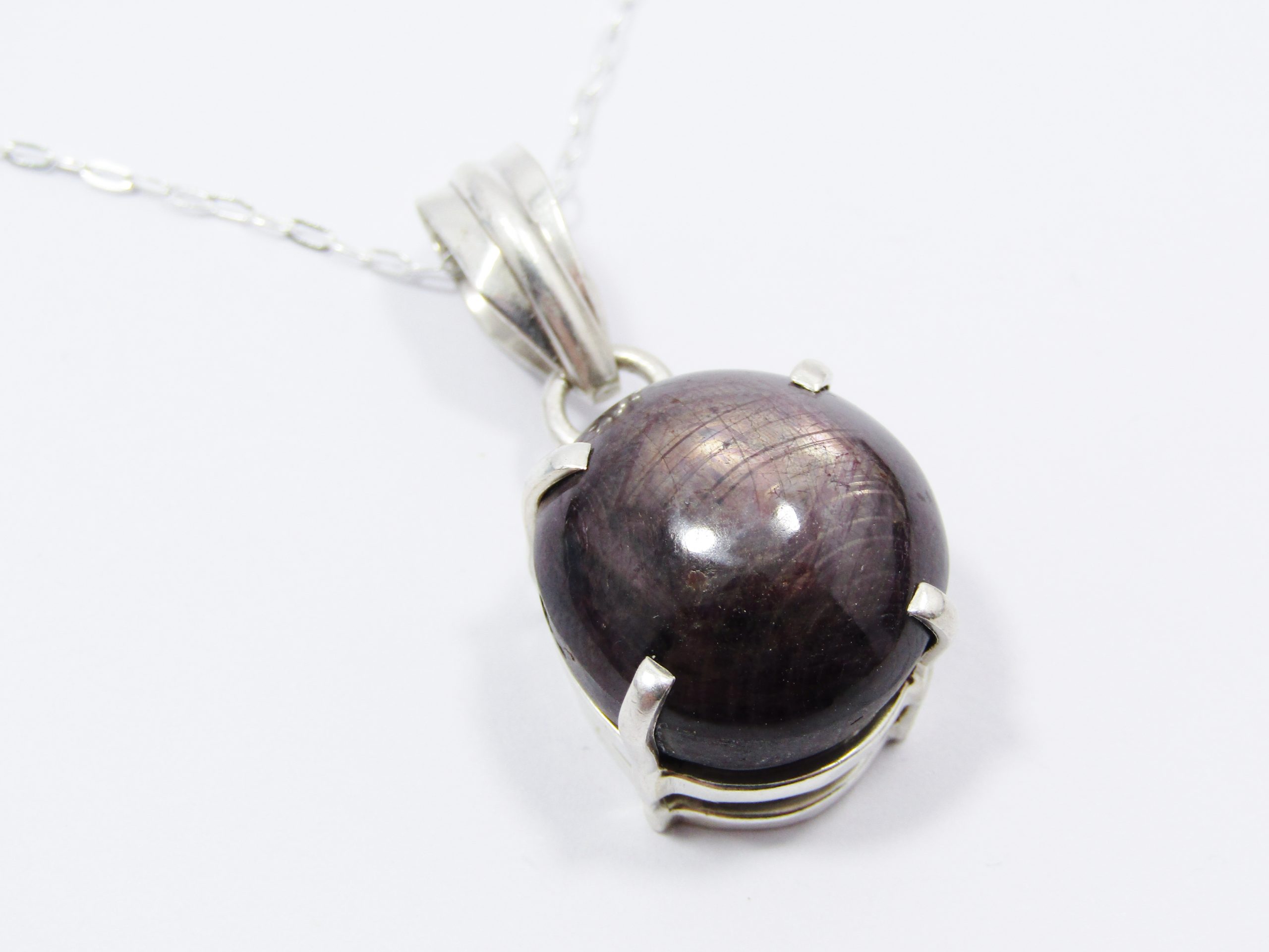 Beautiful Star Ruby Gemstone & Sterling Silver Necklace