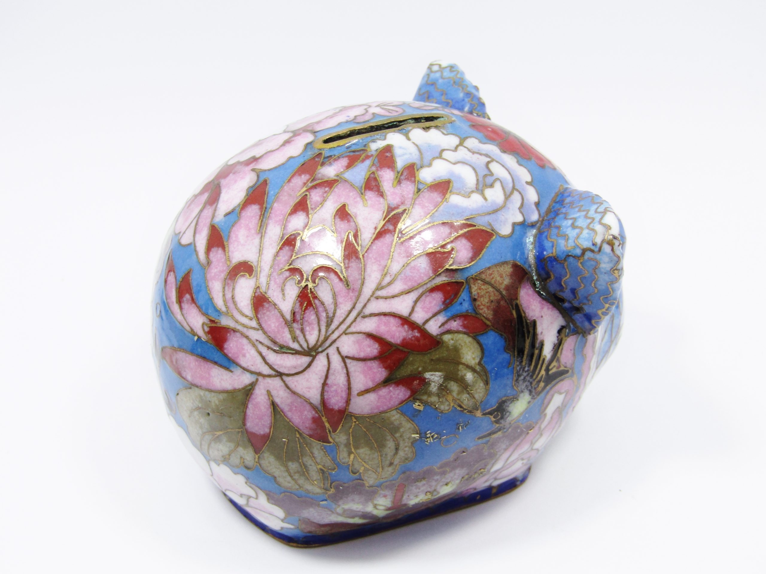 Rare Find! Vintage Oriental Cloisonne Piggy Bank