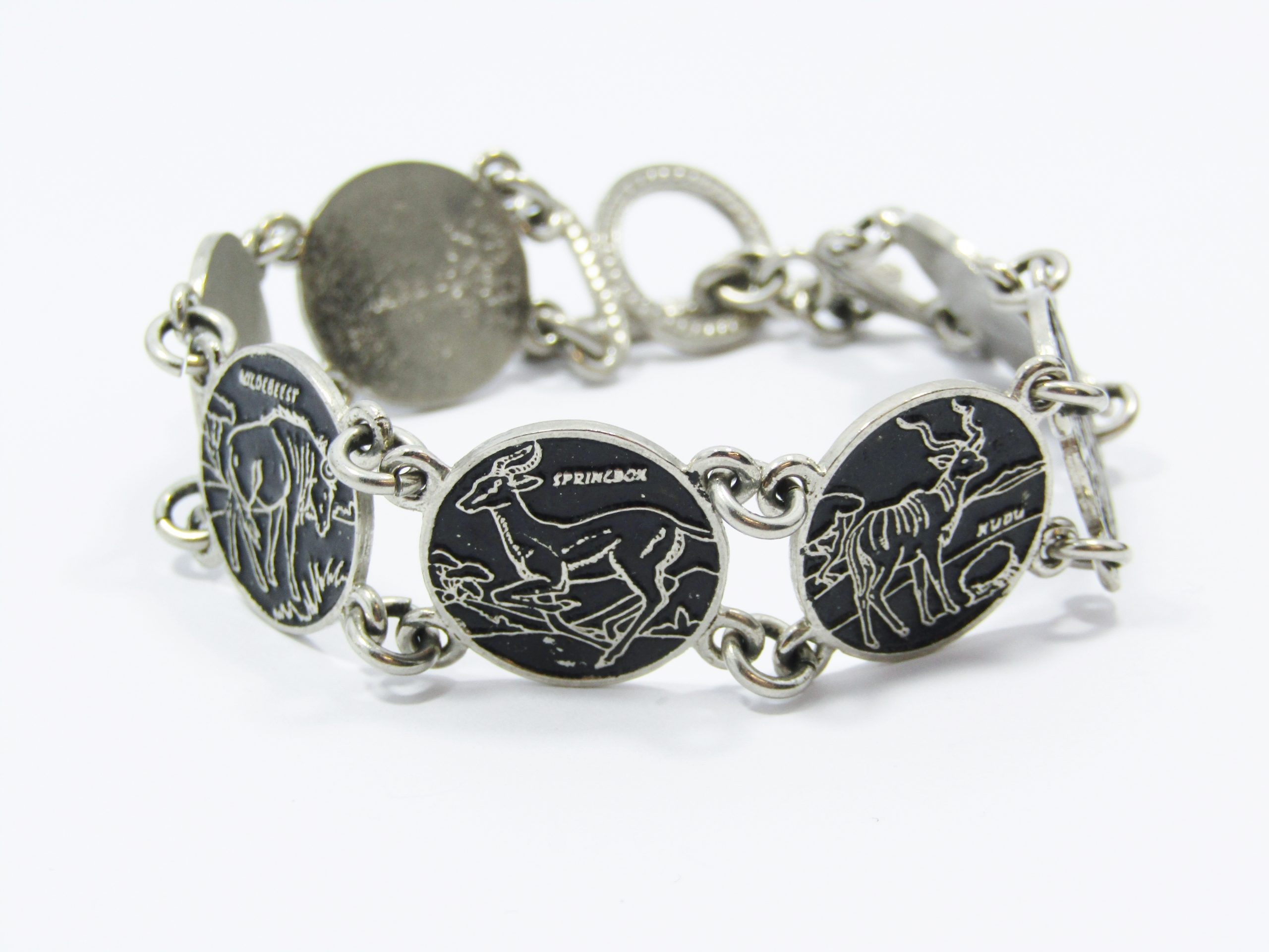 African-Animal Themed Silver-Tone Bracelet