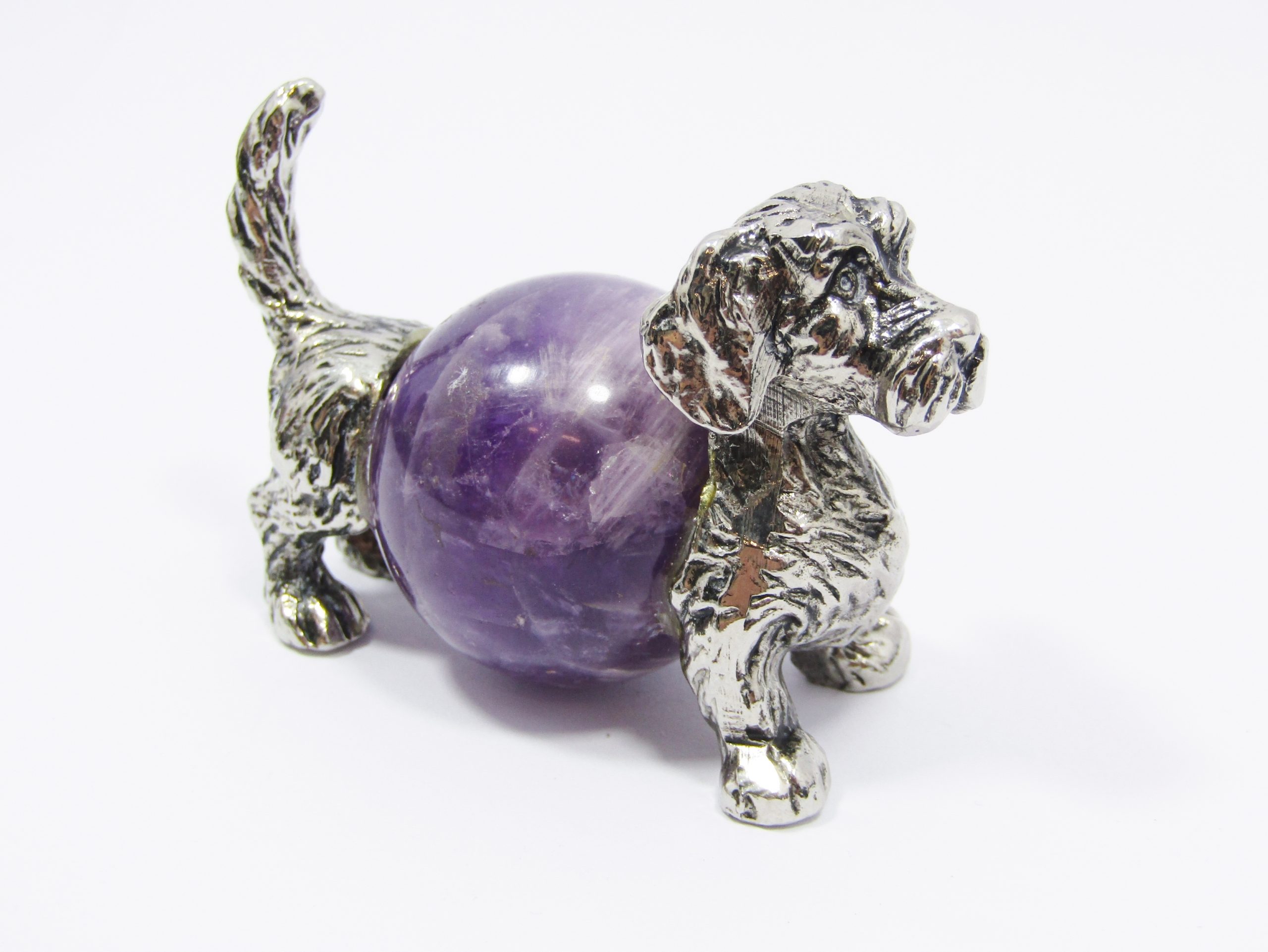 Vintage Silver-Plated "Doggy" Gemstone Figurine