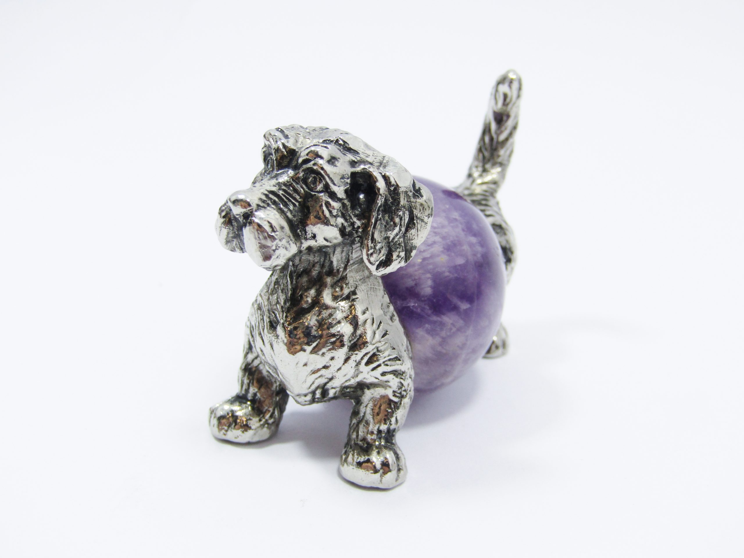 Vintage Silver-Plated "Doggy" Gemstone Figurine