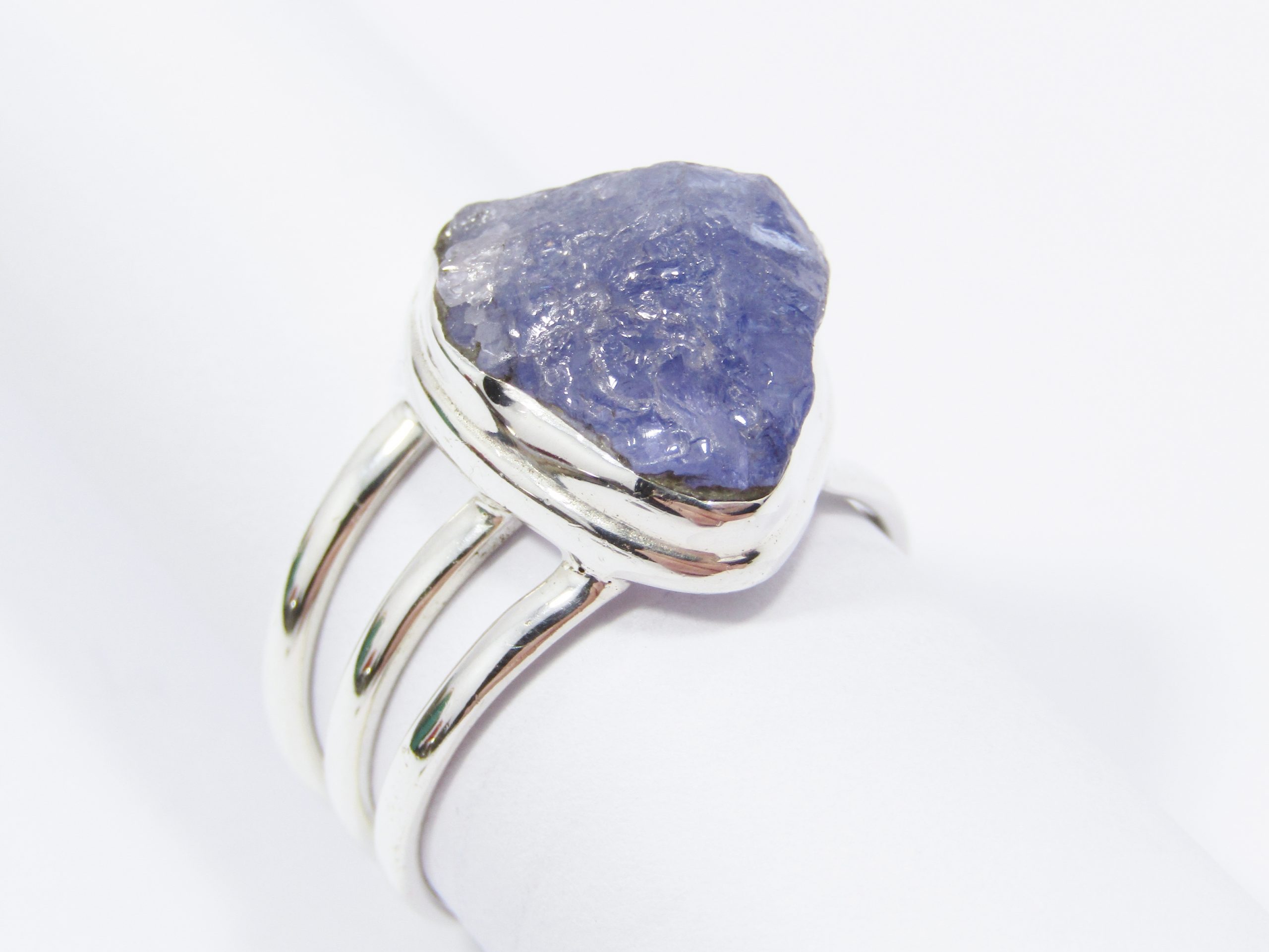 A Gorgeous Natural Raw Tanzanite Ring in Sterling Silver.