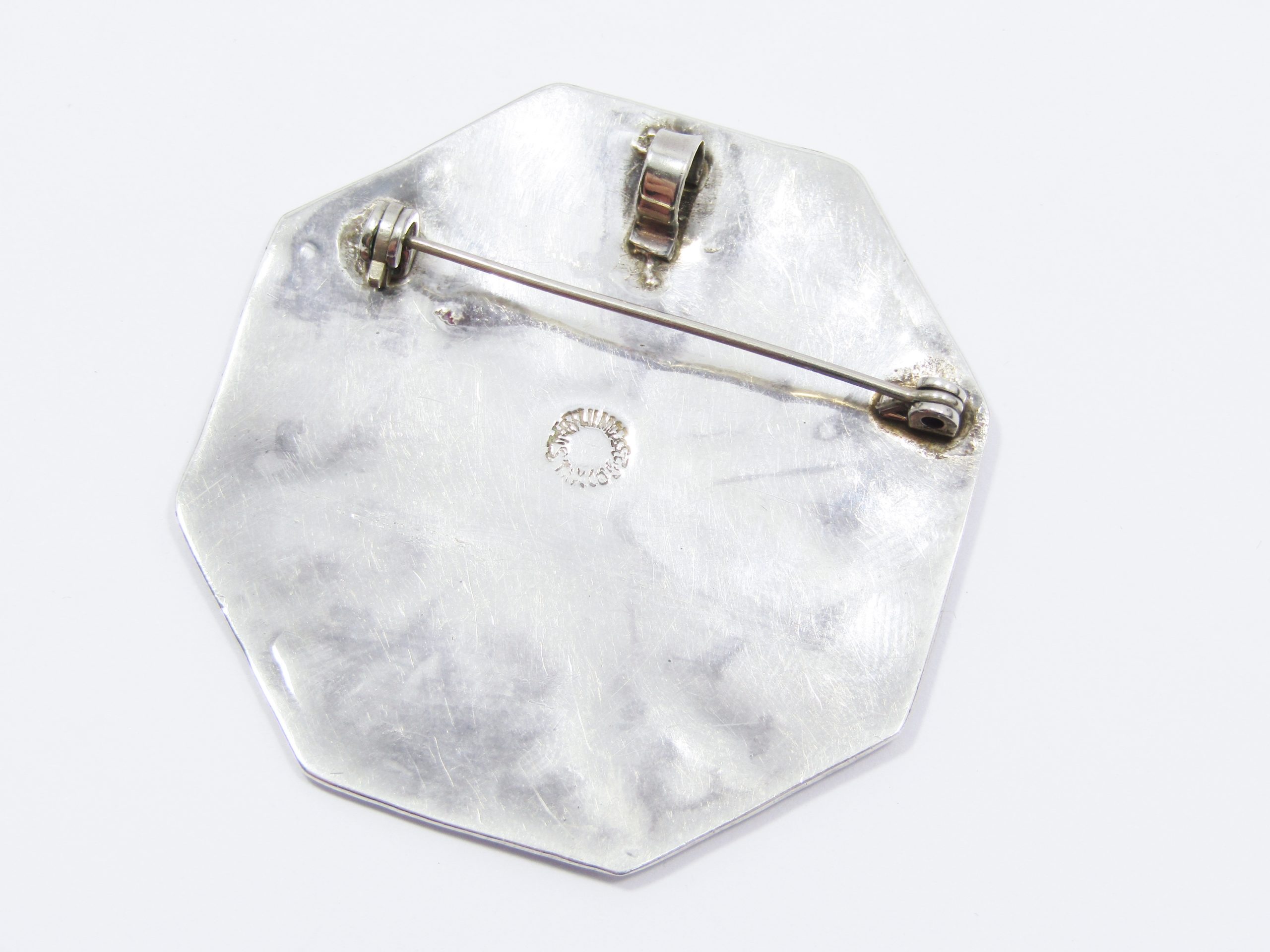 A Gorgeous Huge Abalone Shell inlay Pendant/ Brooch in Sterling Silver.