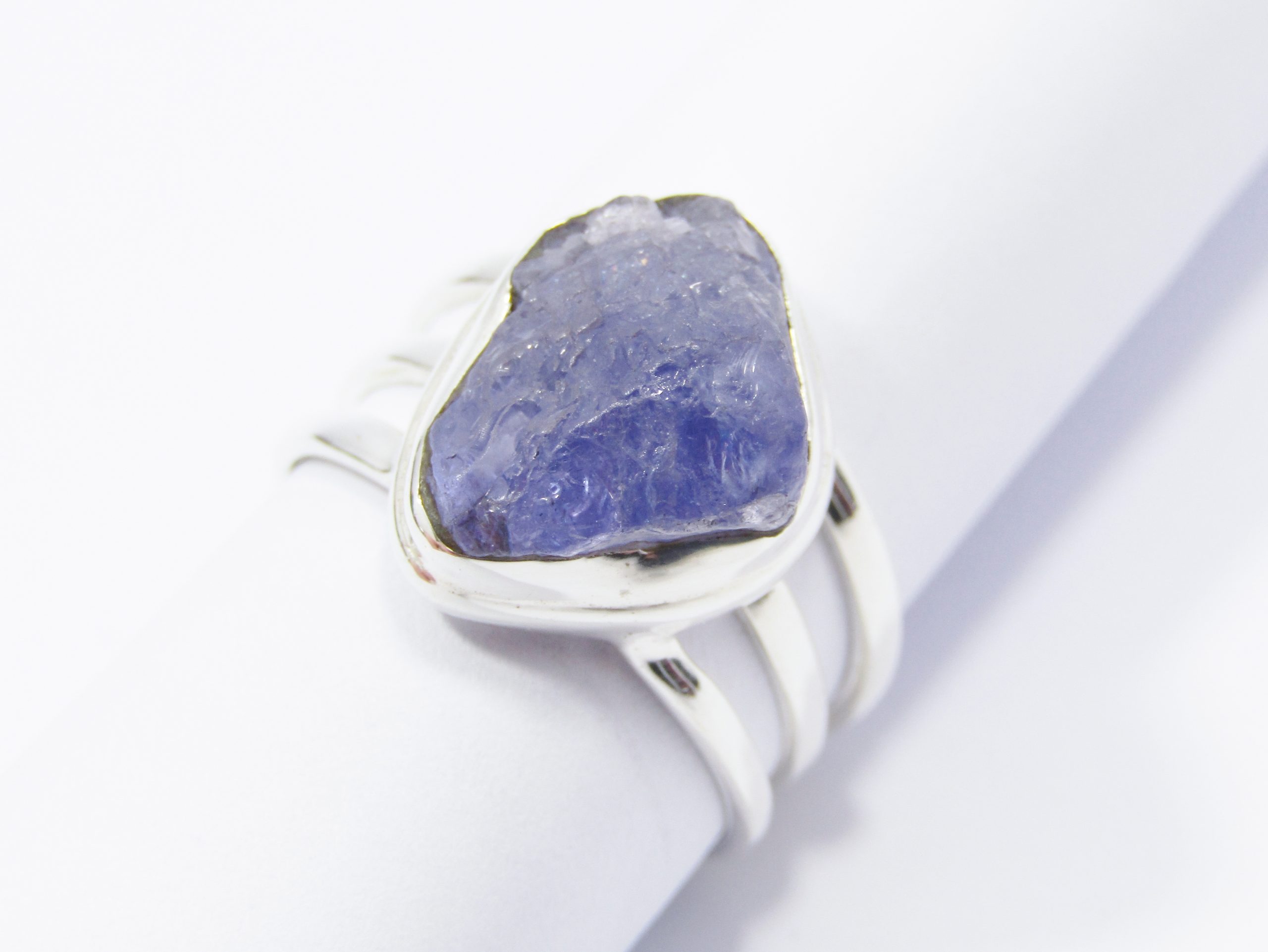 A Gorgeous Natural Raw Tanzanite Ring in Sterling Silver.